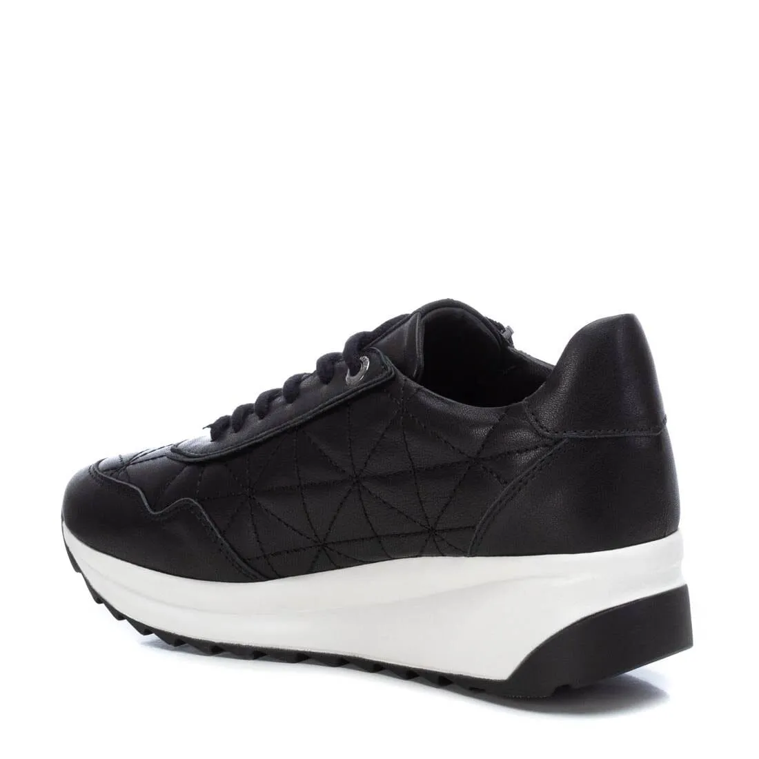 160209 Spanish Leather sneakers with quilted detail & cushion sole in Black