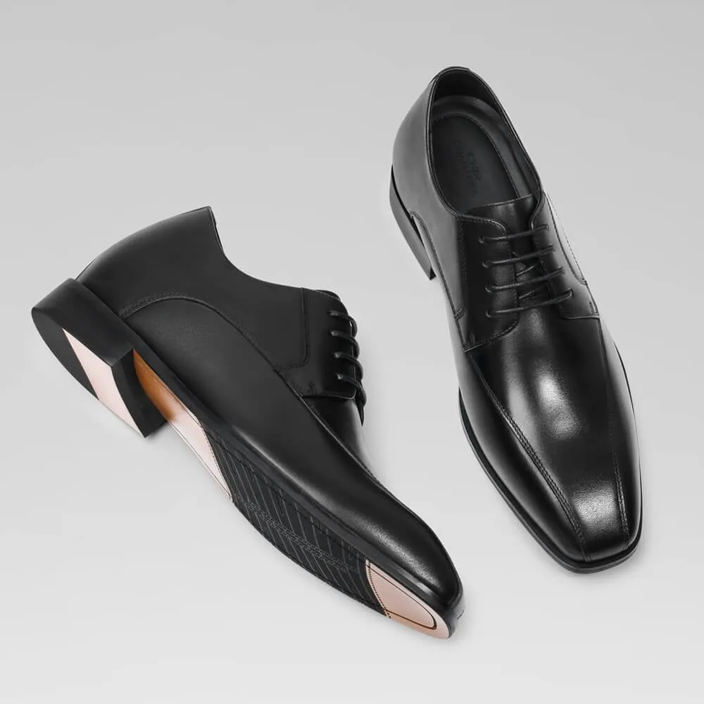 7 CM/2.76 Inches CMR CHAMARIPA Black Calfskin Derby Shoes