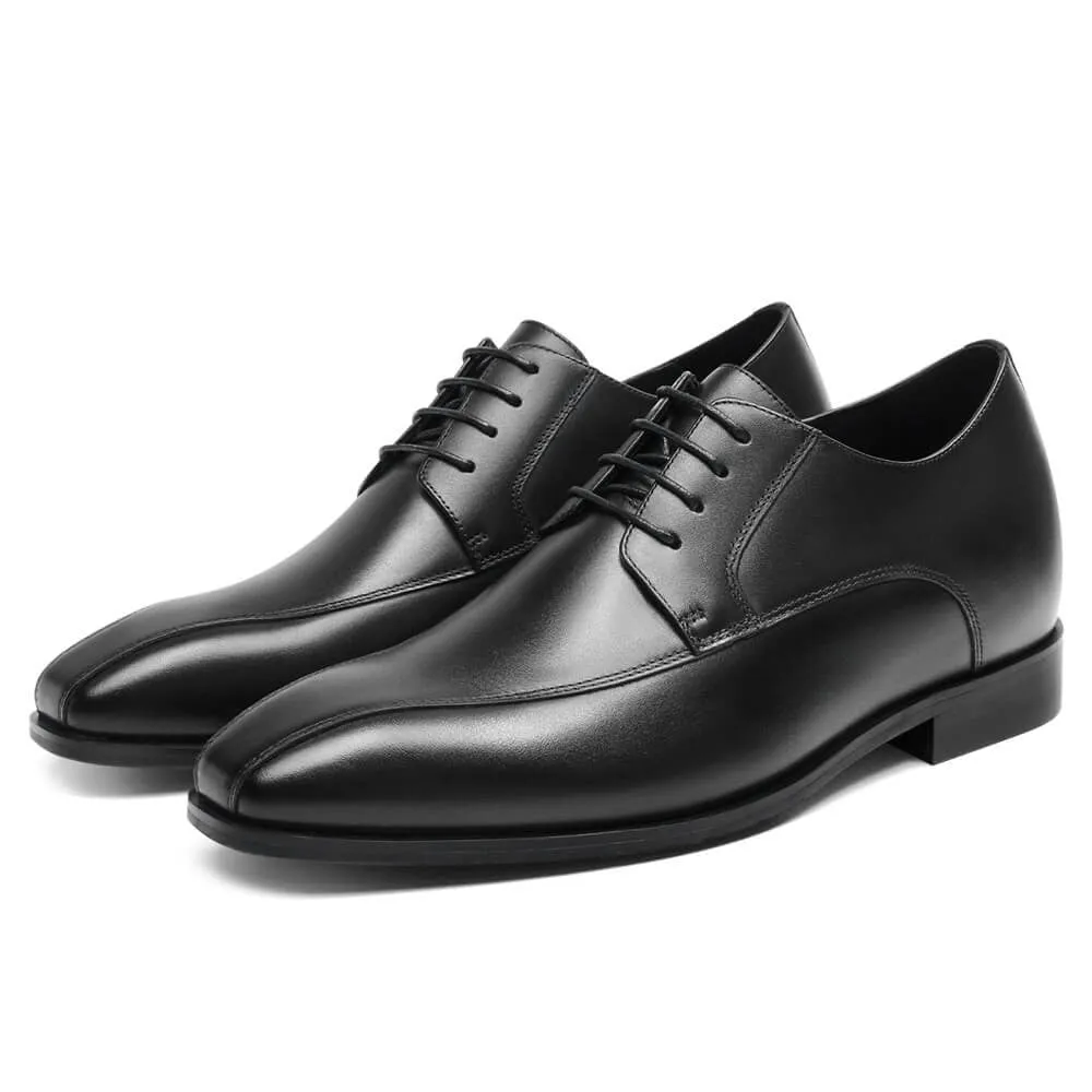 7 CM/2.76 Inches CMR CHAMARIPA Black Calfskin Derby Shoes