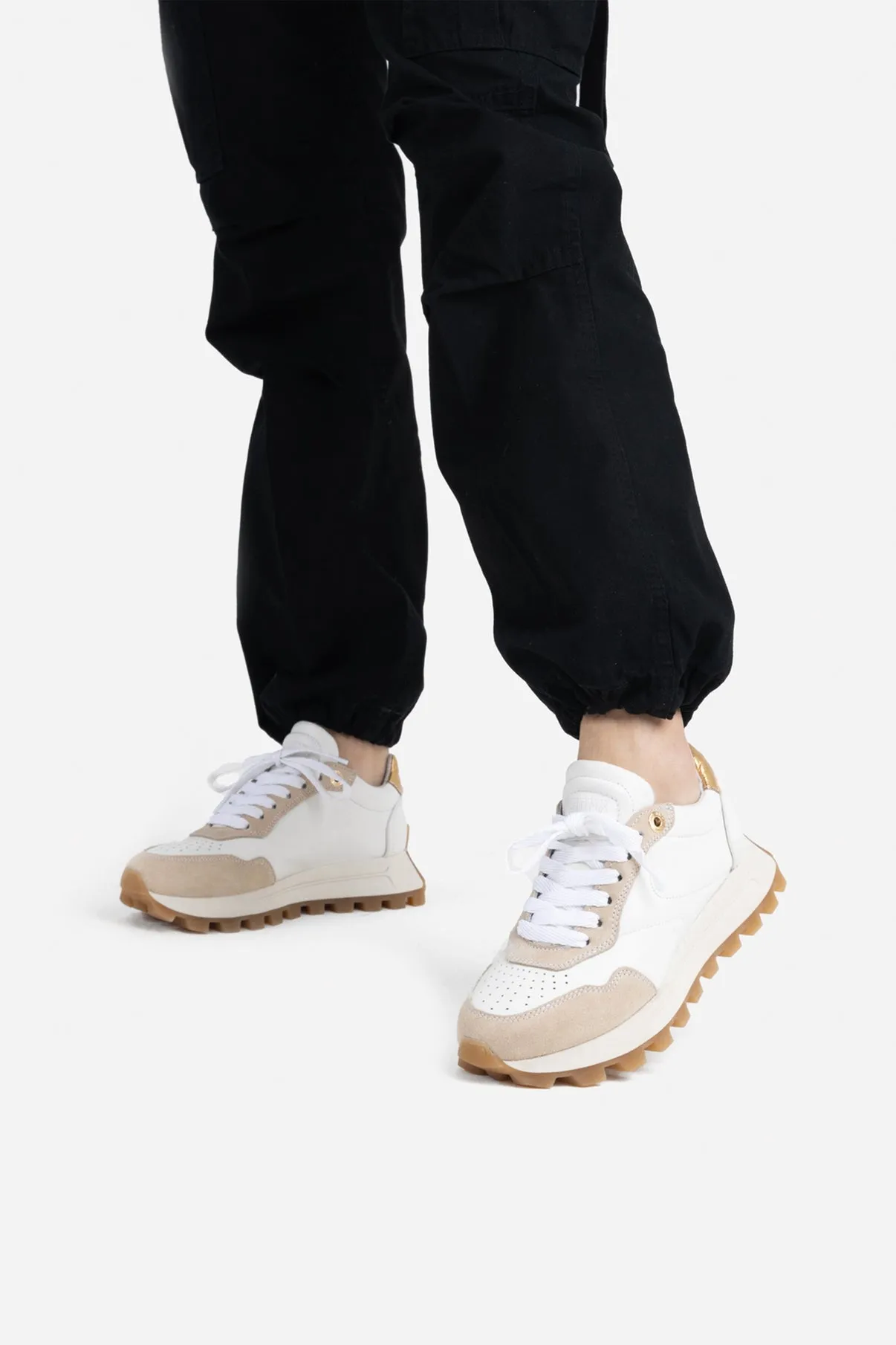 Avery Off White Gold Chunky Sneakers