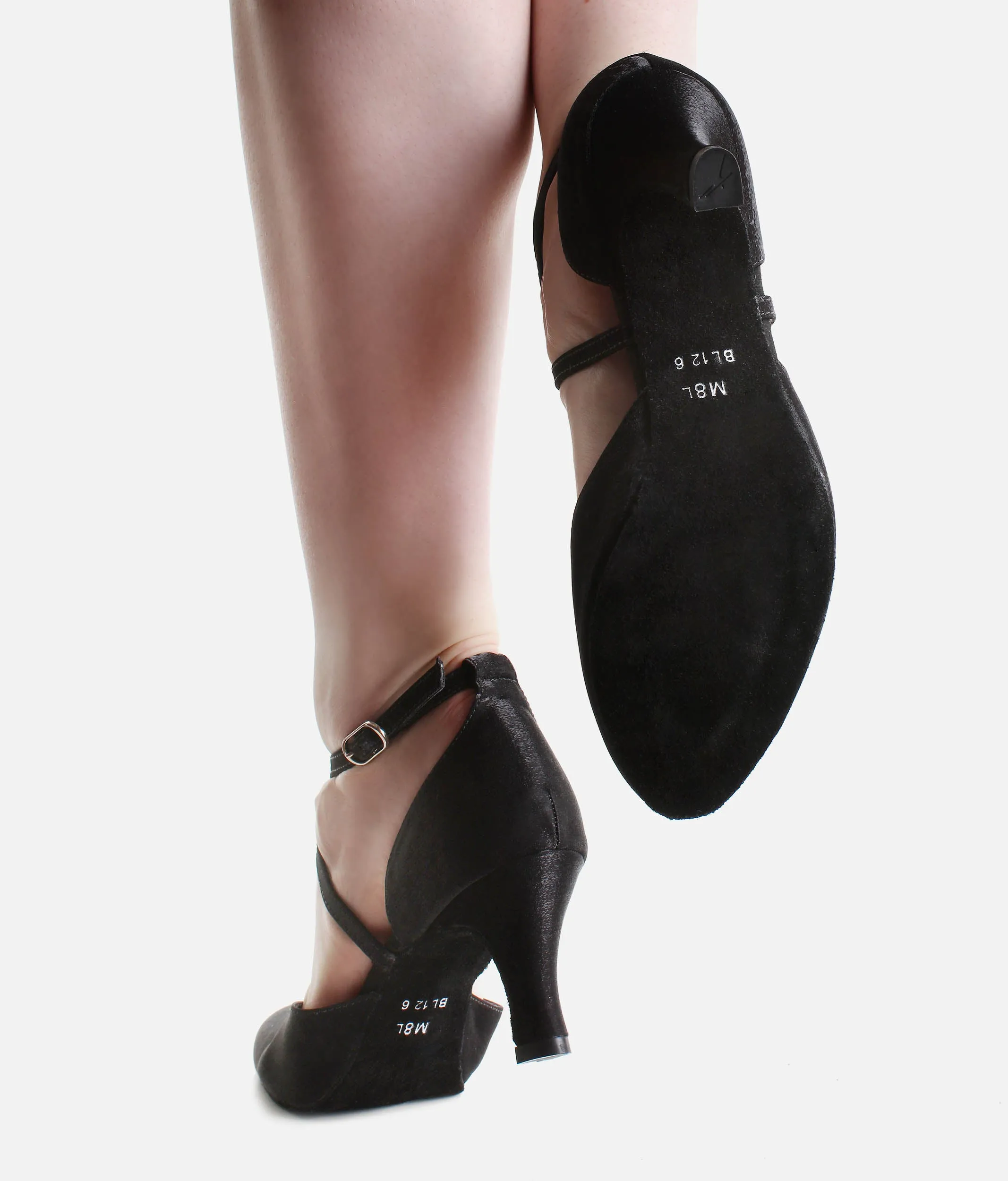 Ballroom Dancing Shoes, Black Satin - BL126