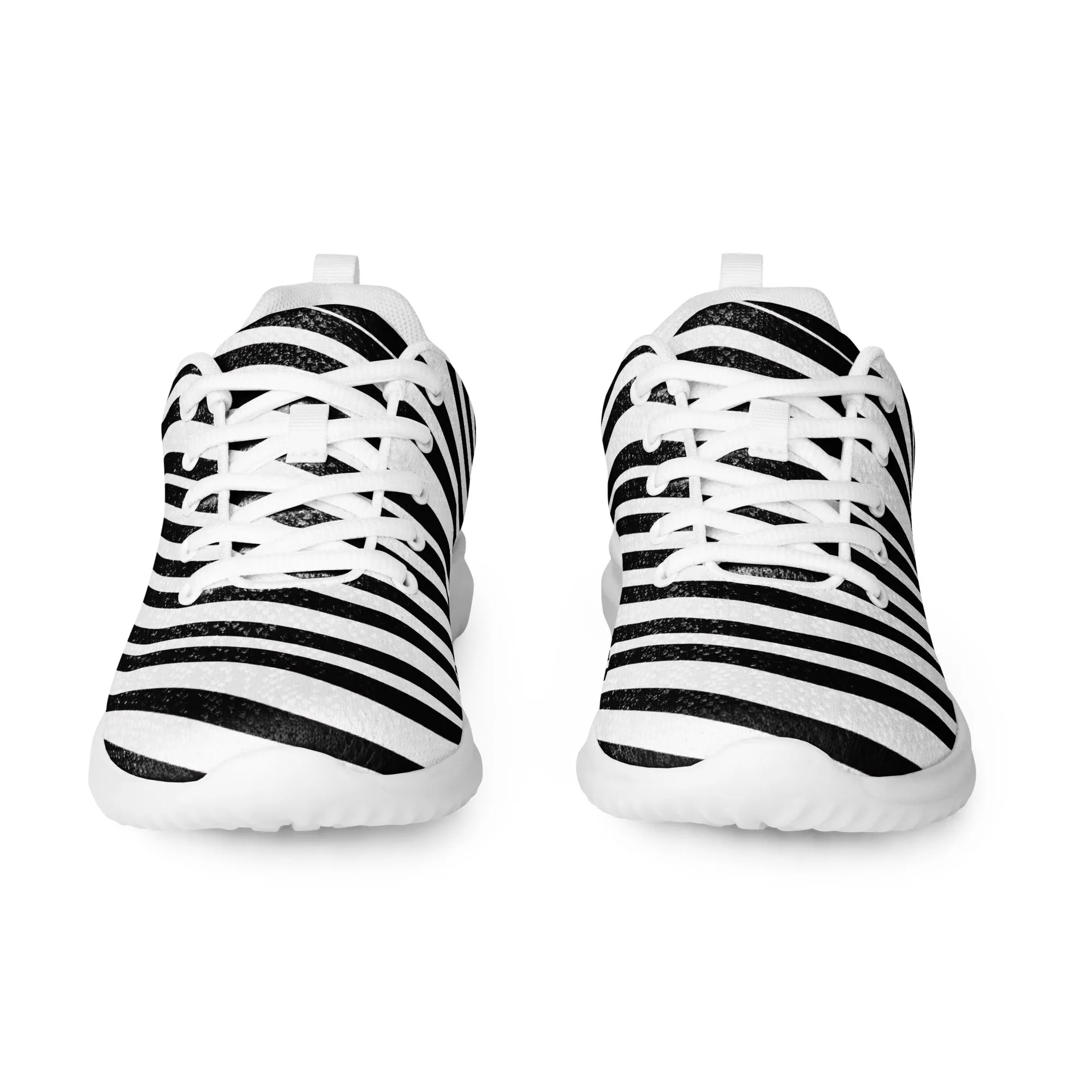 Black White Striped Men's Kicks, Stripes Modern Breathable Lightweight Men’s Athletic Shoes (US Size: 5-13)