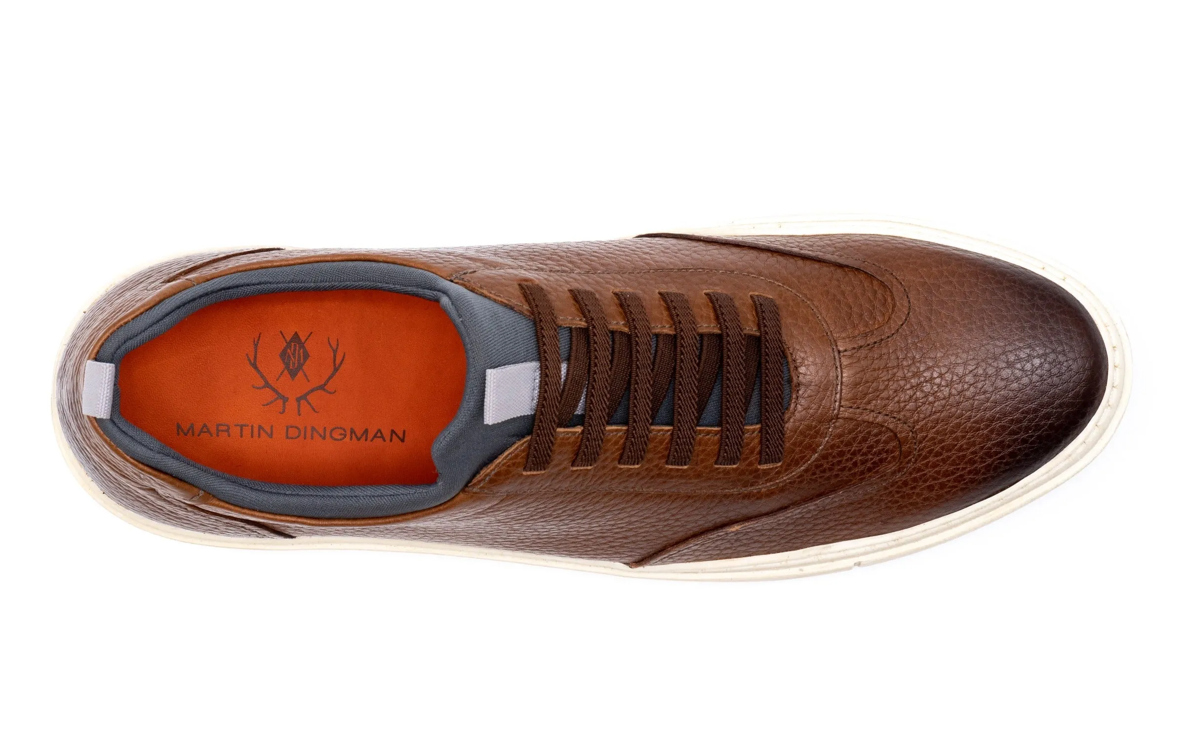 David Pebble Grain Sneakers - Whiskey