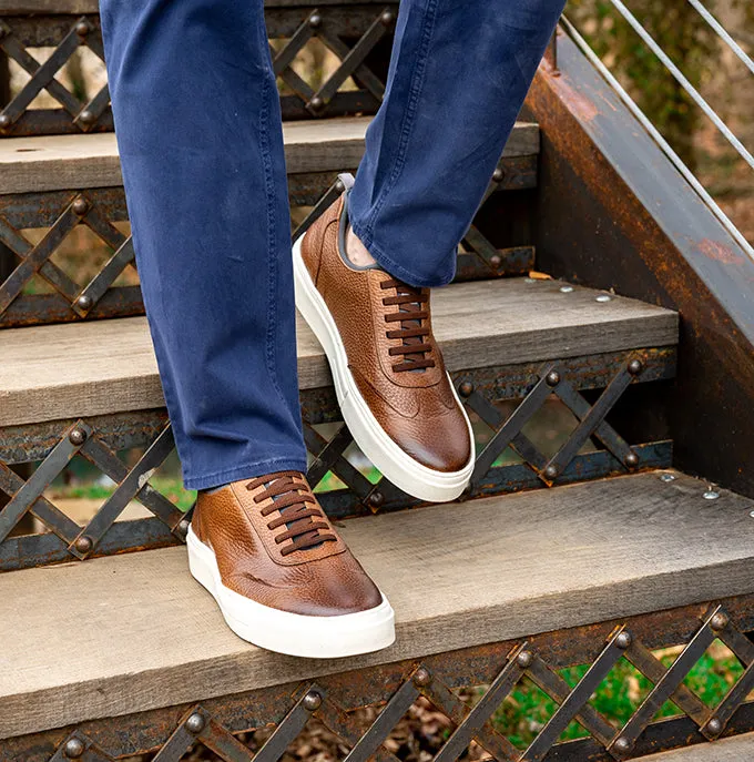 David Pebble Grain Sneakers - Whiskey