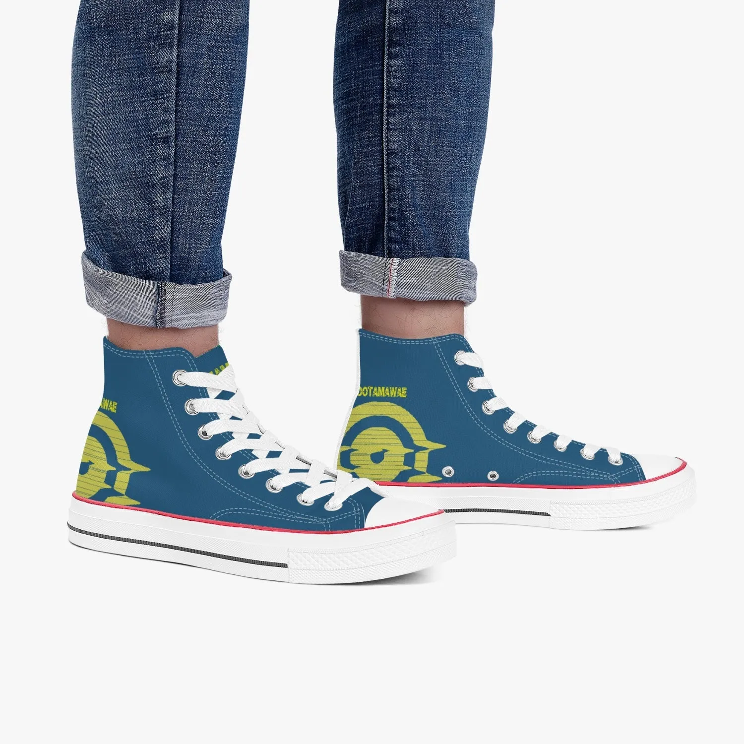 High-Top Canvas Shoes - Blue/Yellow logo