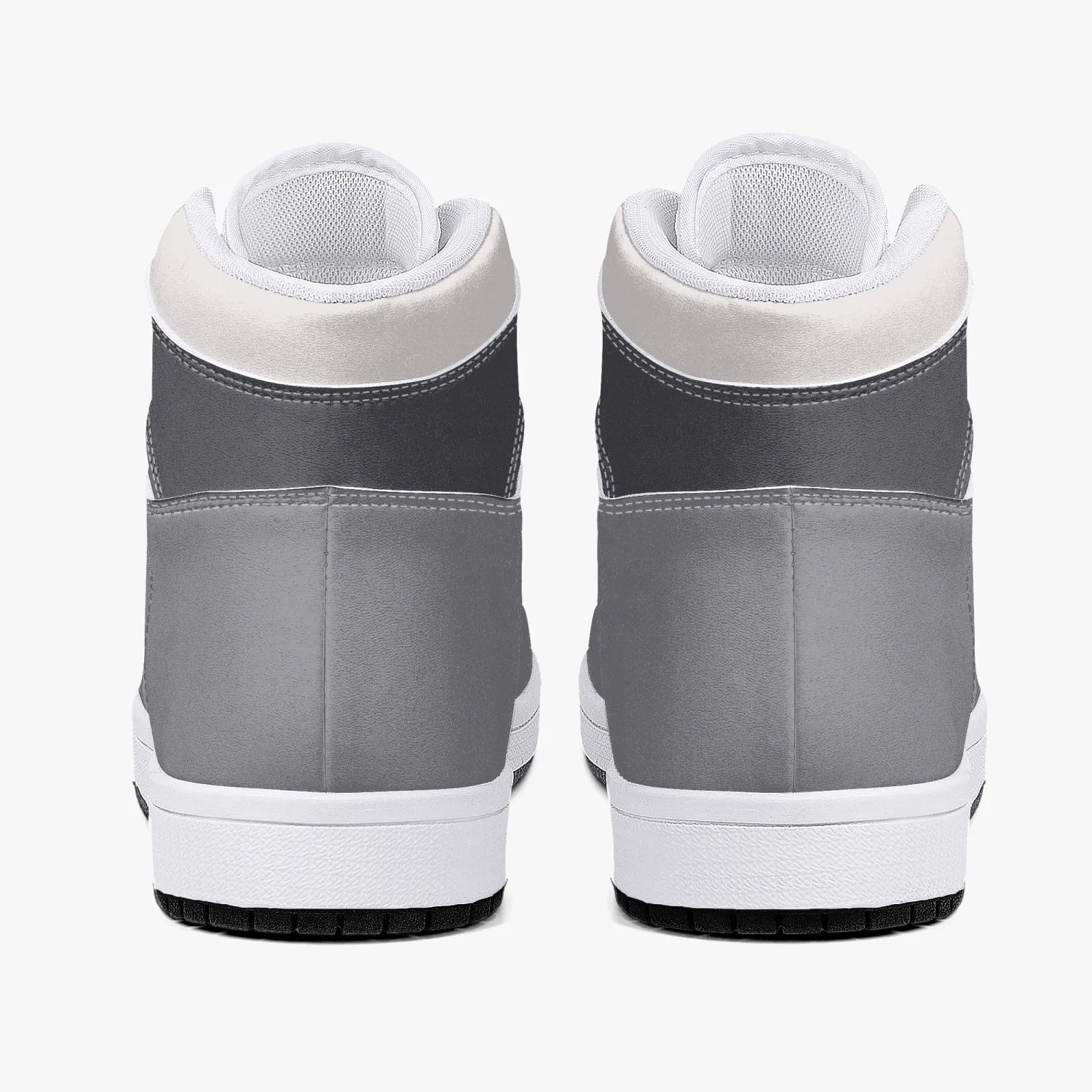 High-Top Leather Sneakers - White / Grey