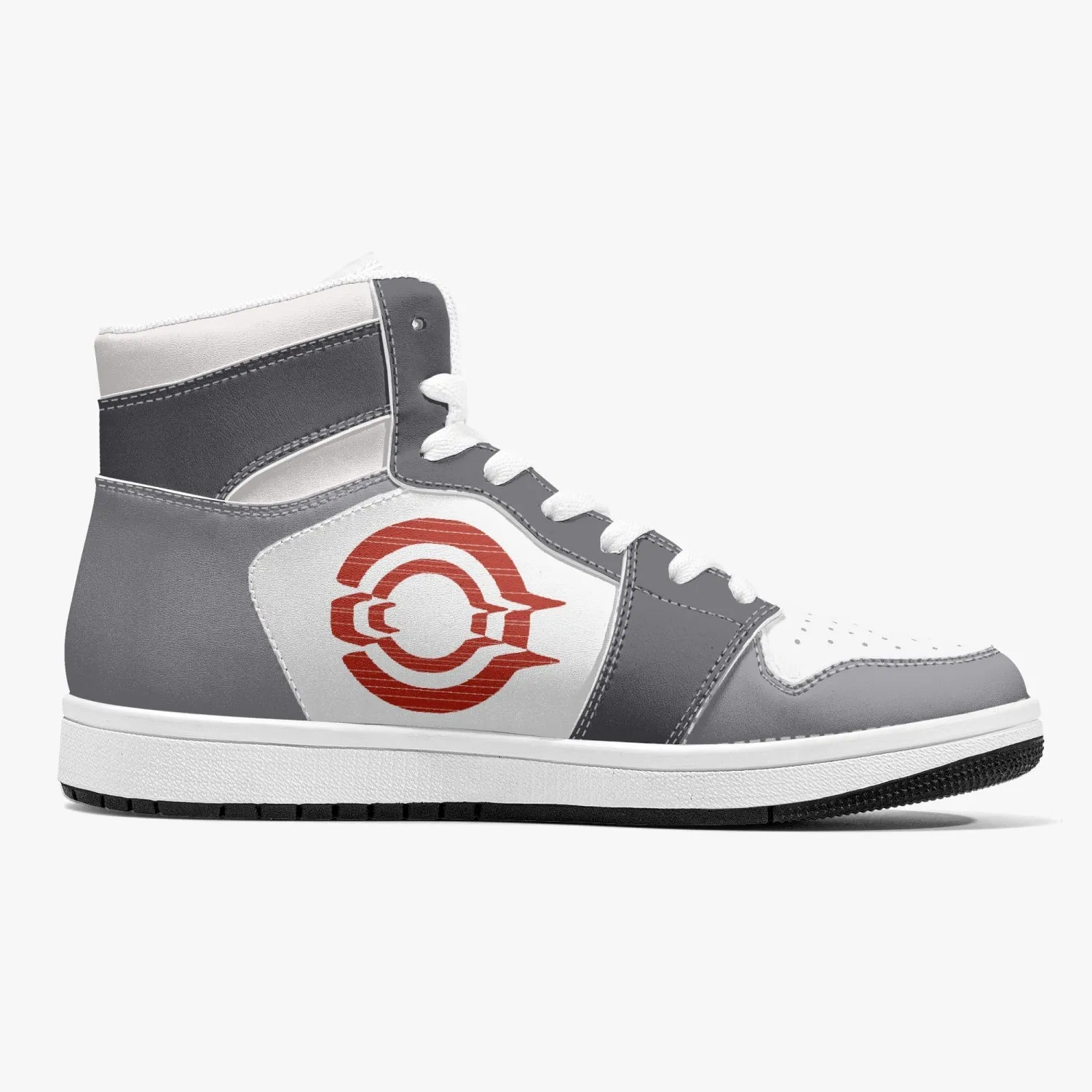 High-Top Leather Sneakers - White / Grey