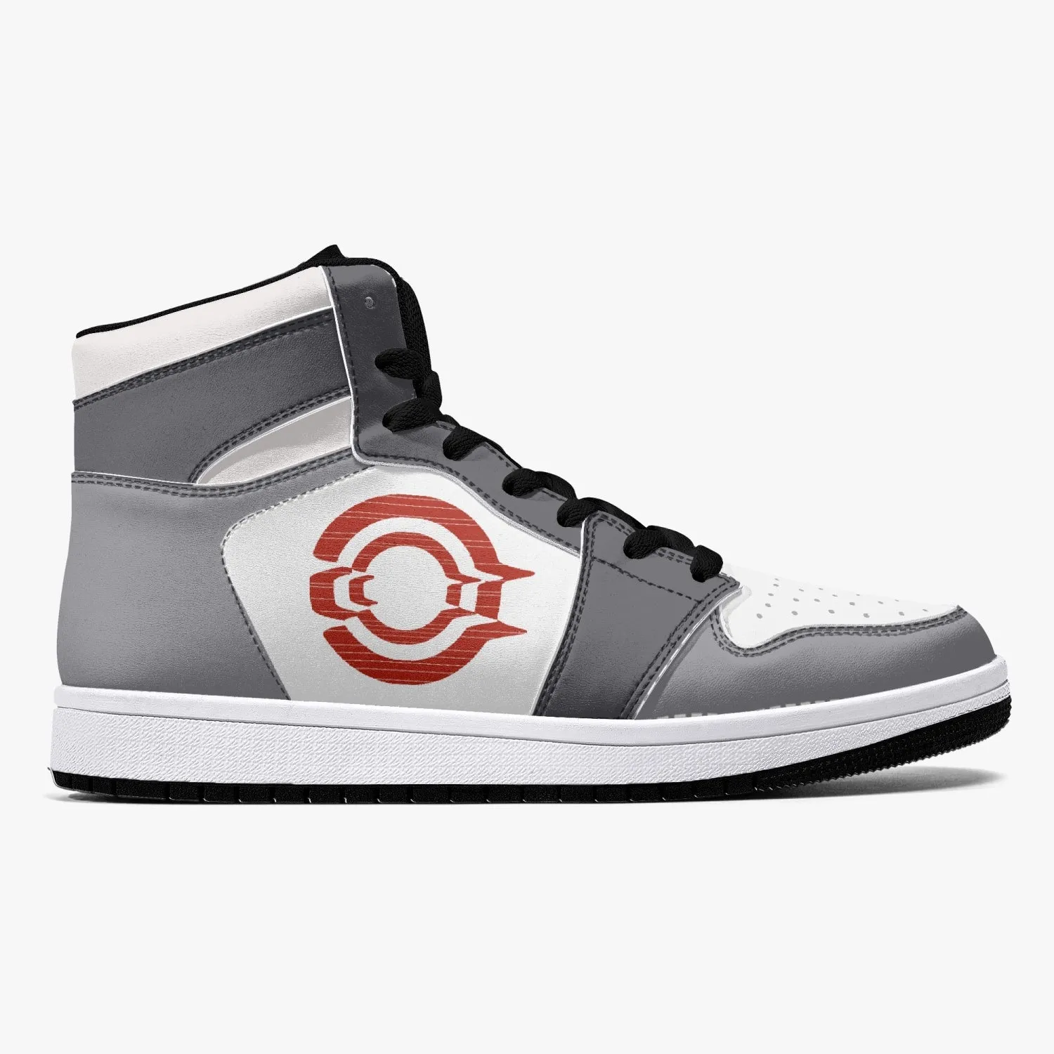 High-Top Leather Sneakers - White / Grey