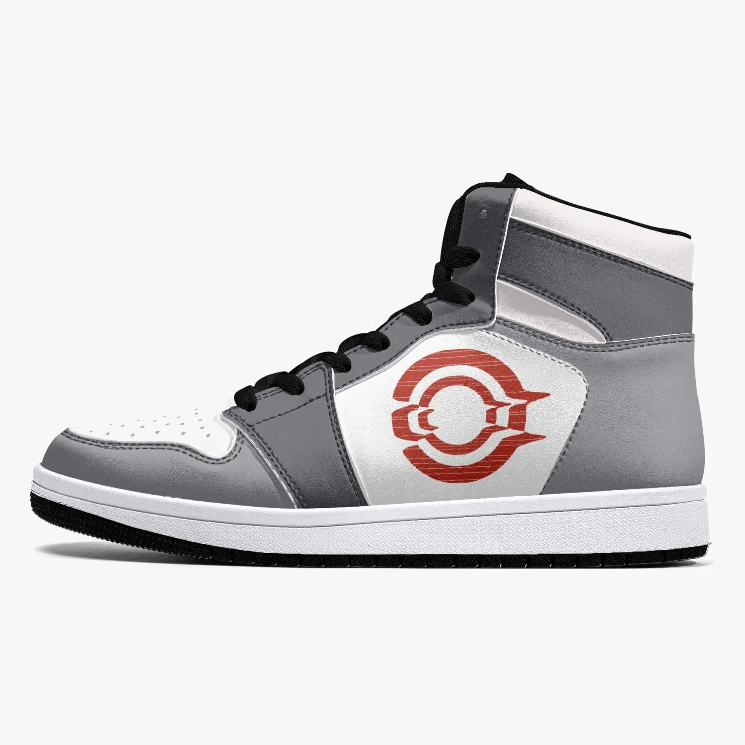 High-Top Leather Sneakers - White / Grey