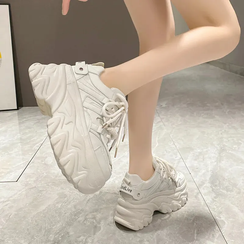 Joskaa 2024 New White Casual Platform Sneakers