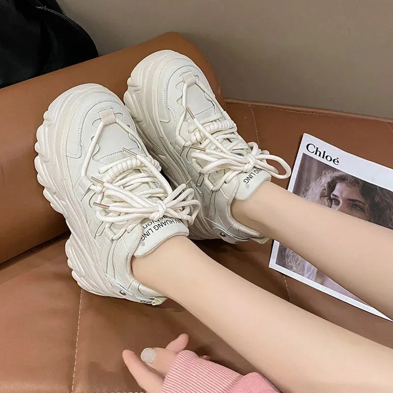 Joskaa 2024 New White Casual Platform Sneakers