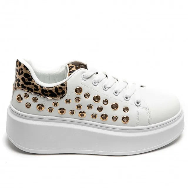 LEOPARD LACE UP SIDE DETAIL CHUNKY STYLISH FLAT TRAINERS