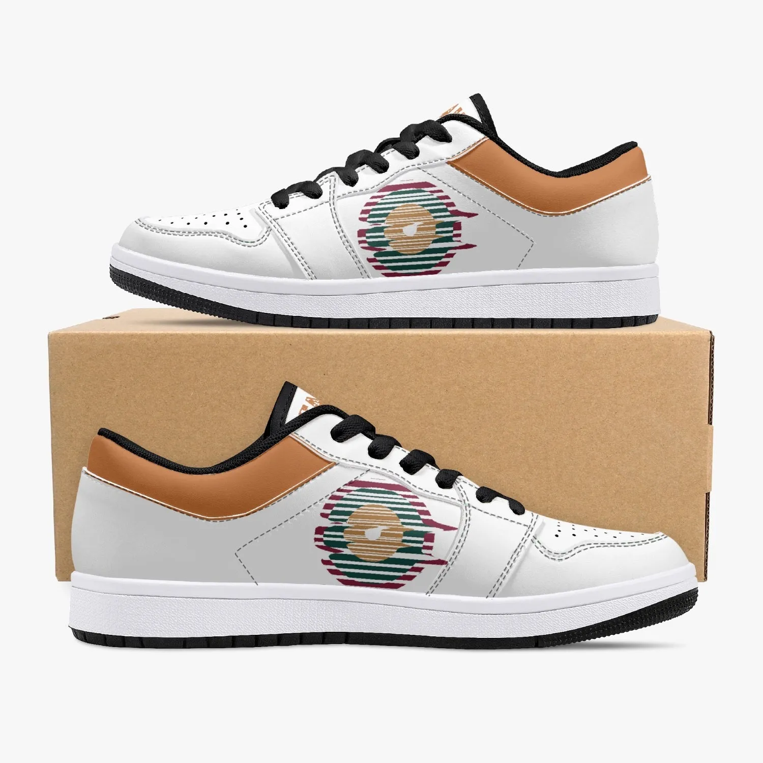 Low-Top Leather Sneakers - White/Colors