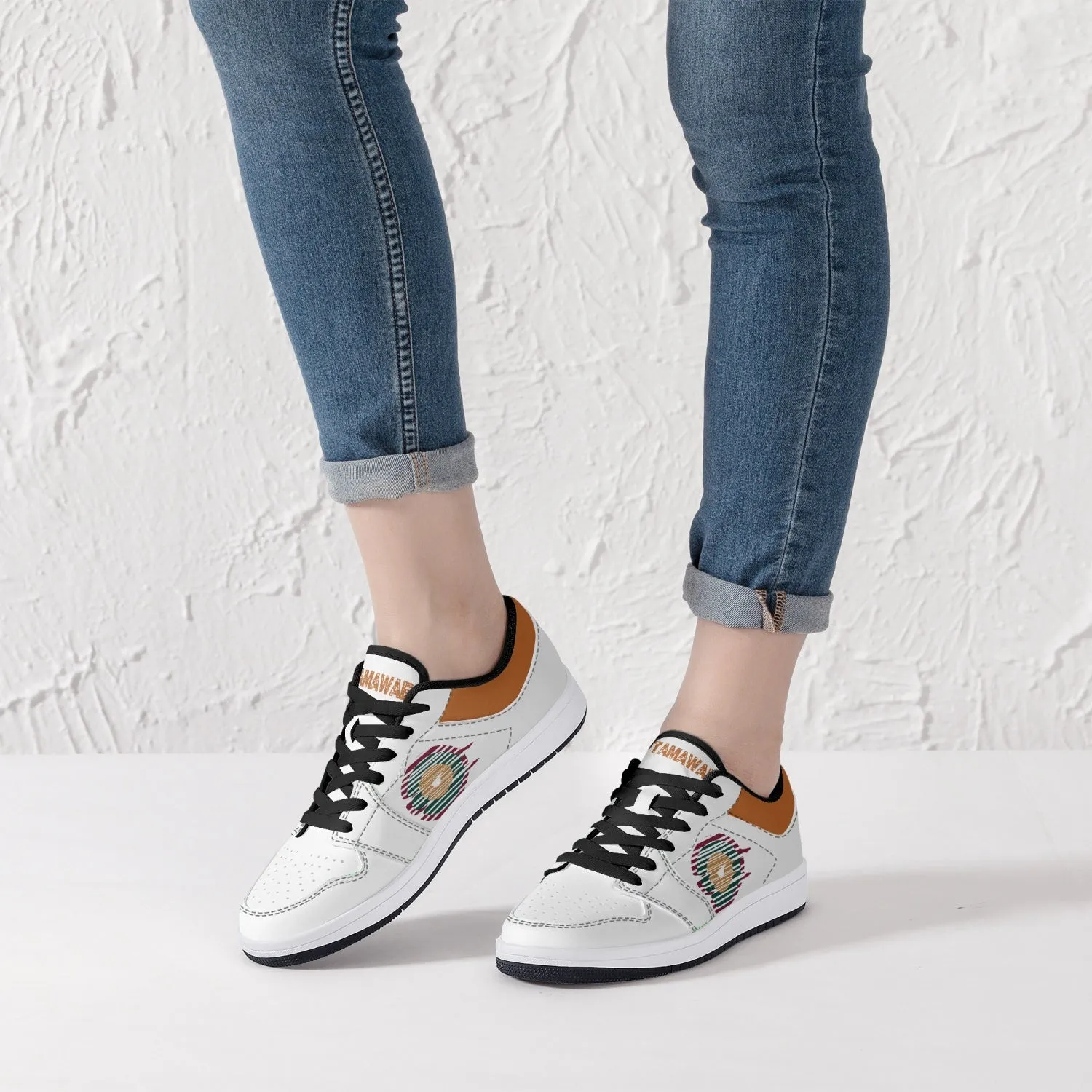 Low-Top Leather Sneakers - White/Colors