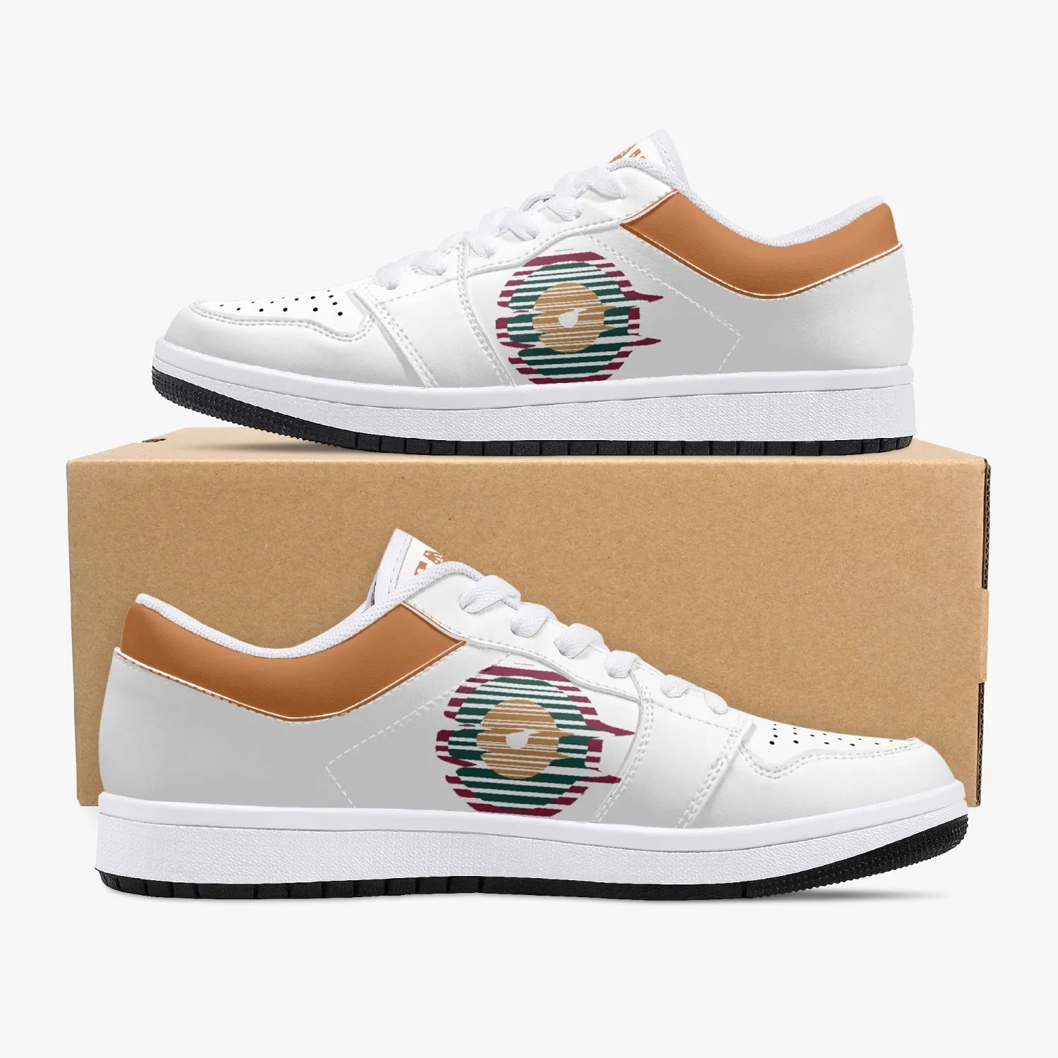 Low-Top Leather Sneakers - White/Colors