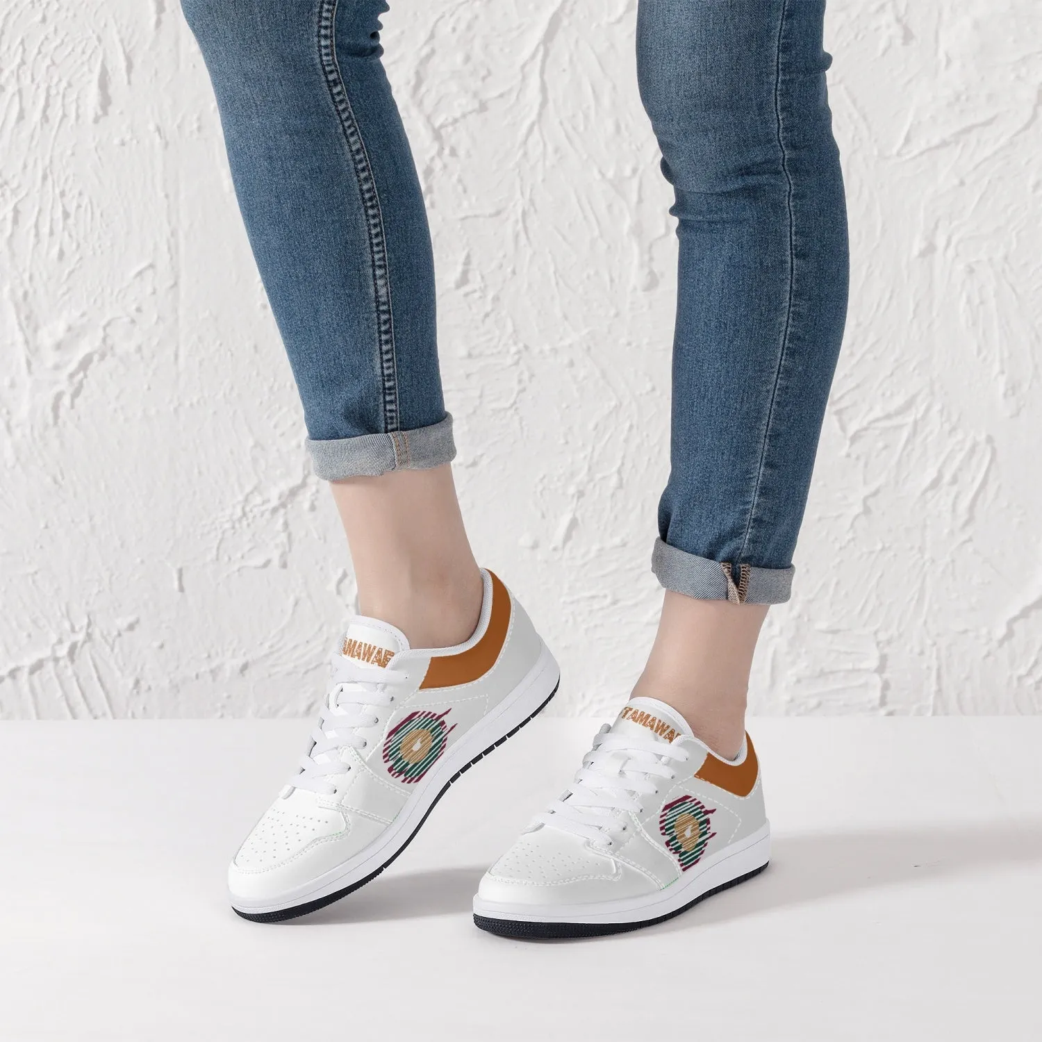 Low-Top Leather Sneakers - White/Colors