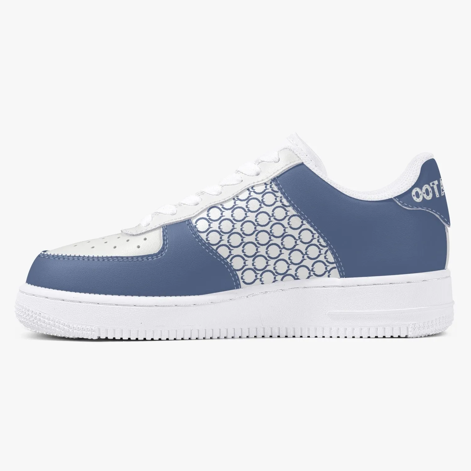 Low-Top Leather Sports Sneakers Blue/Grey