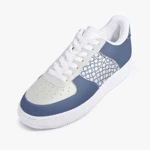 Low-Top Leather Sports Sneakers Blue/Grey