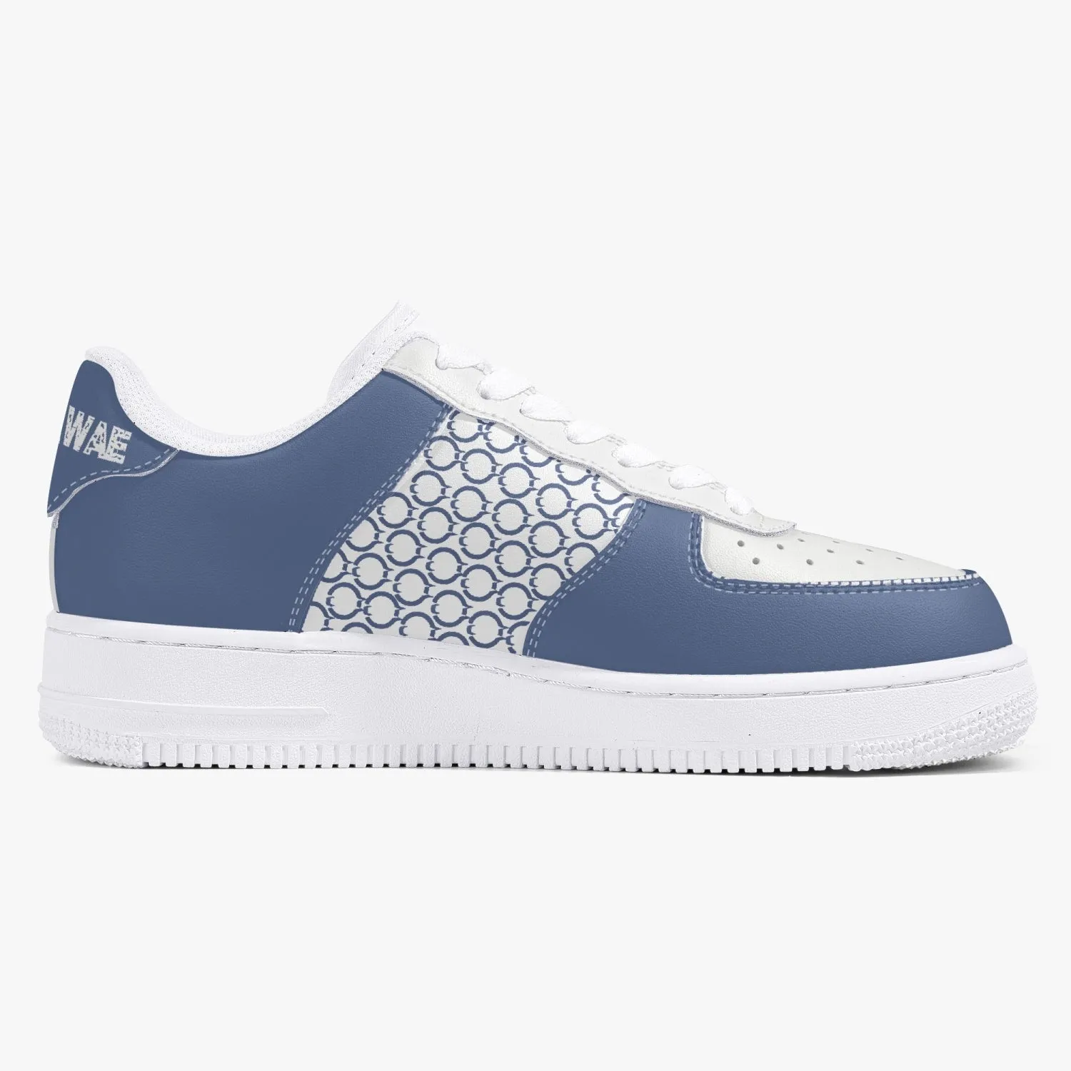 Low-Top Leather Sports Sneakers Blue/Grey