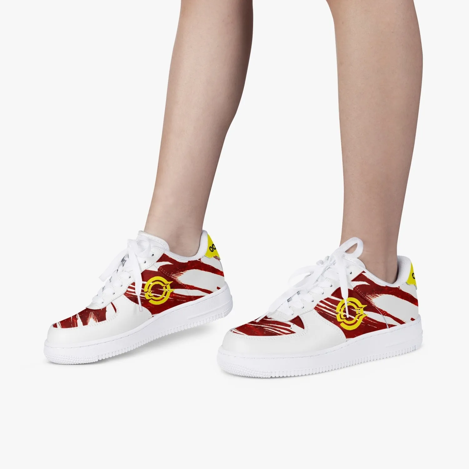 Low-Top Leather Sports Sneakers Red Cloud