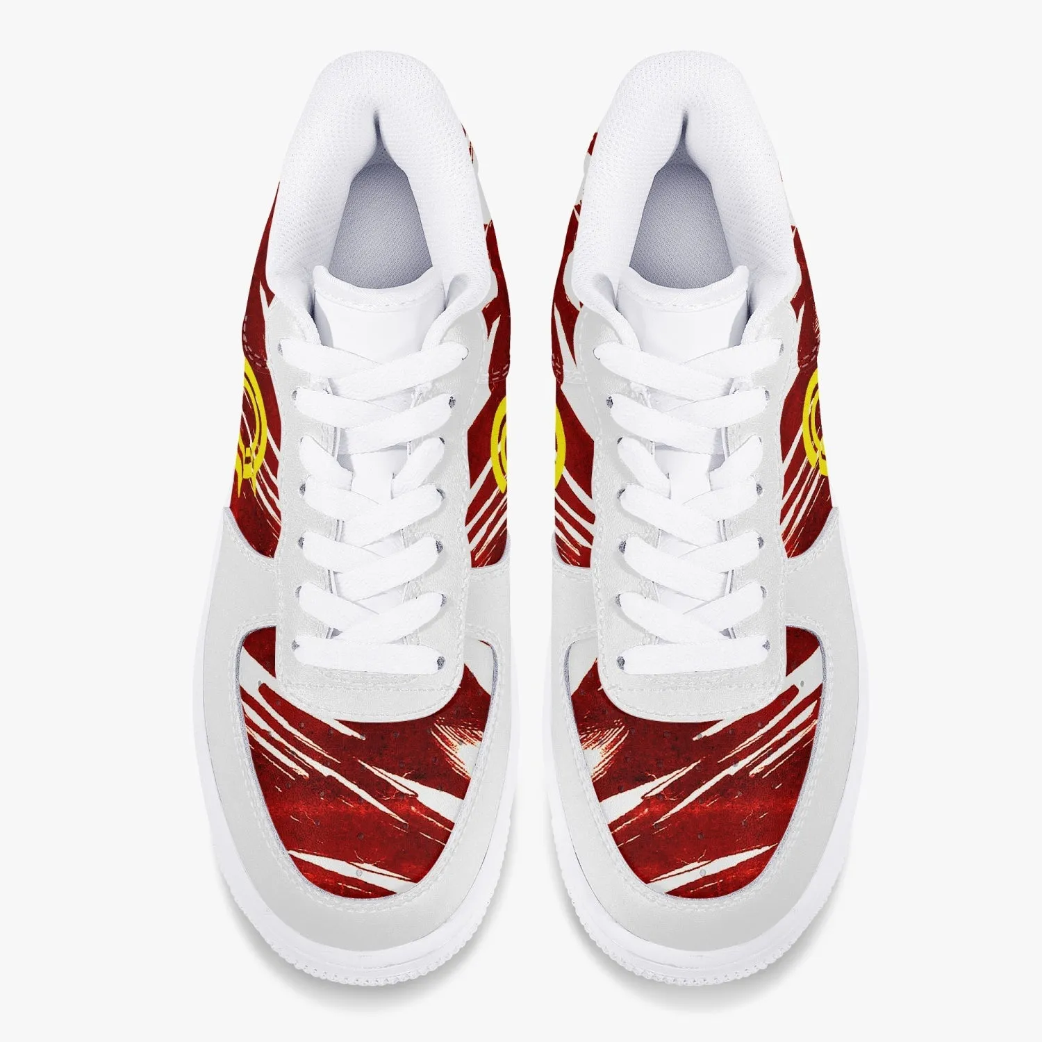 Low-Top Leather Sports Sneakers Red Cloud