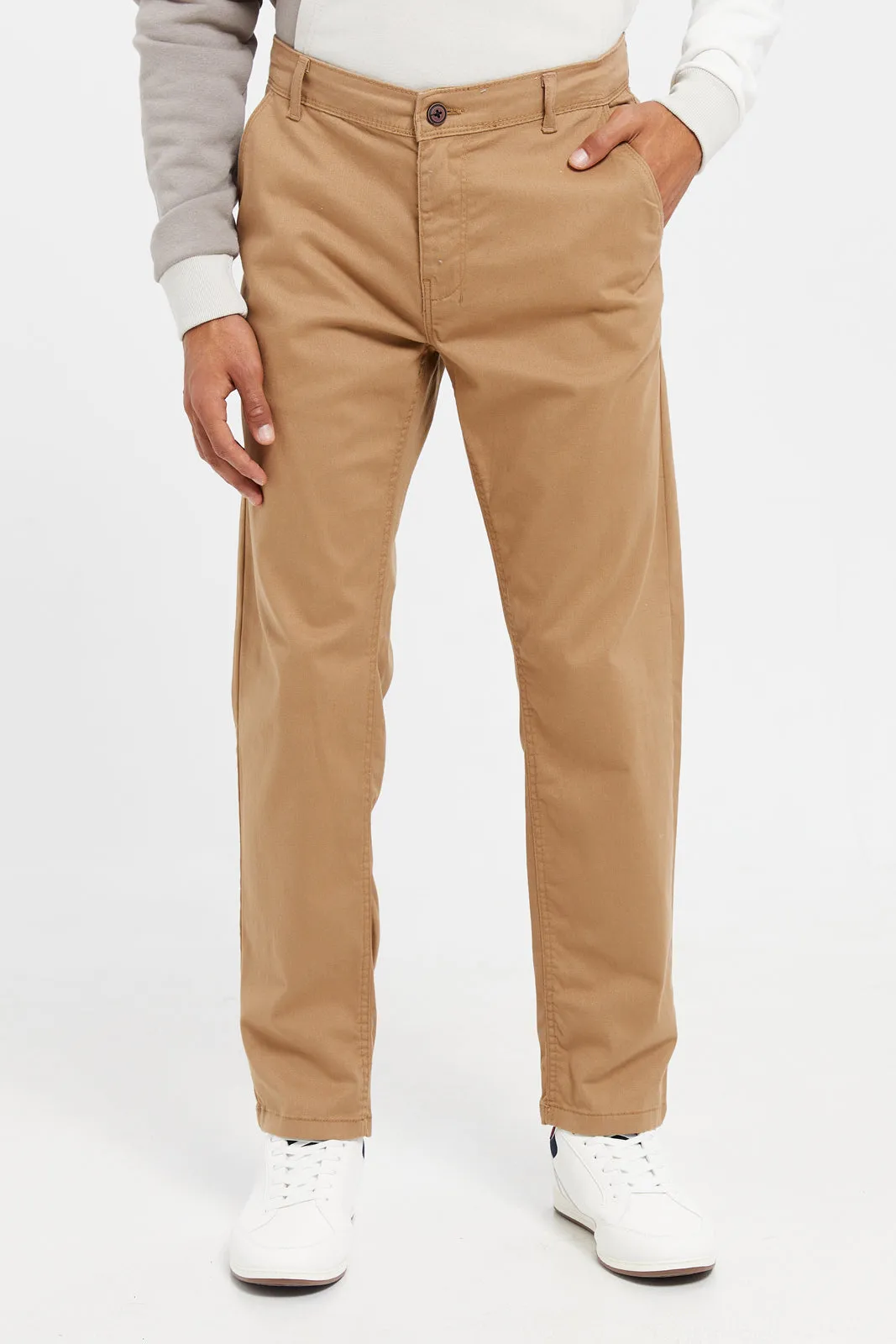 Men Beige Chino Trousers