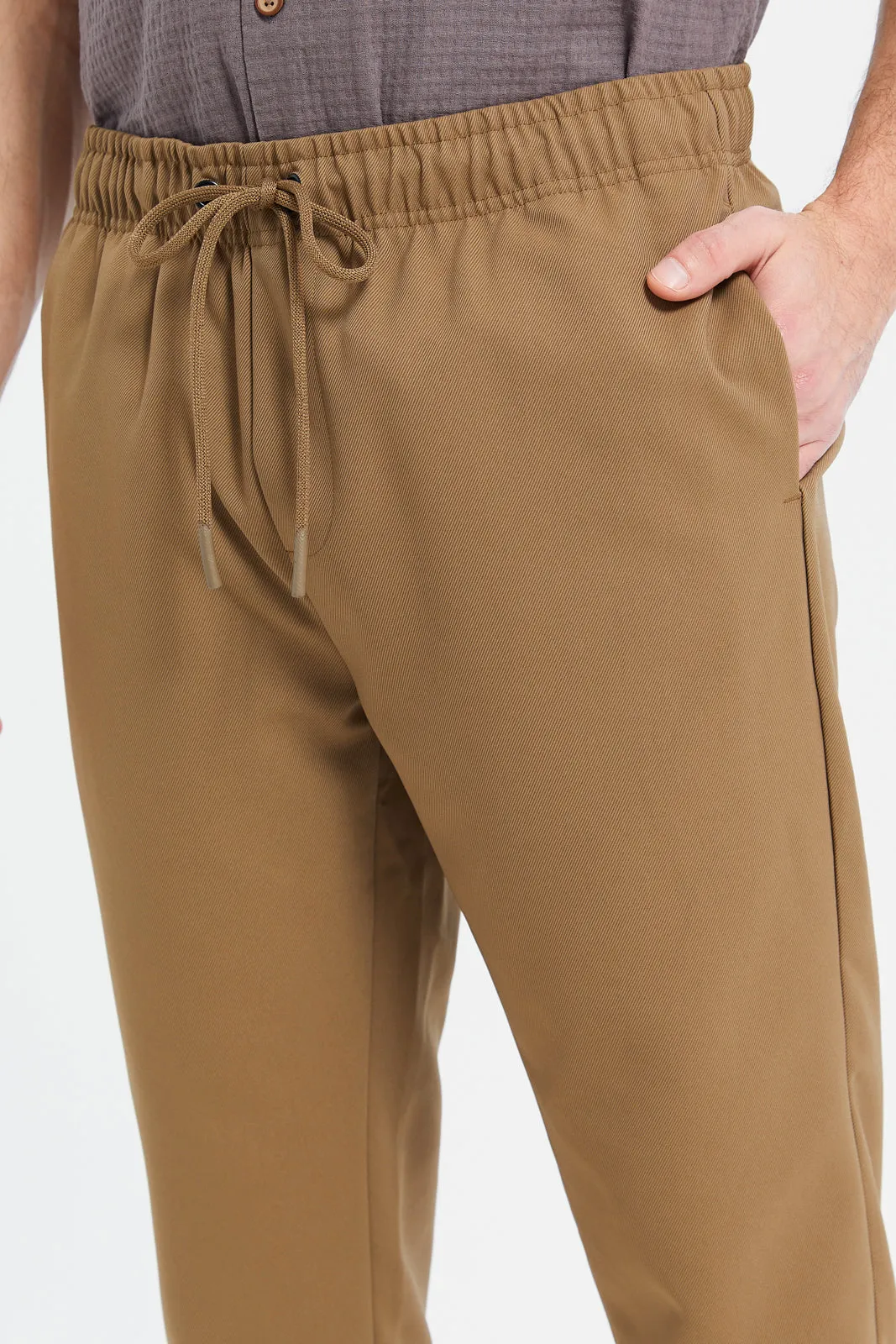 Men Brown Jogger Fit Trousers