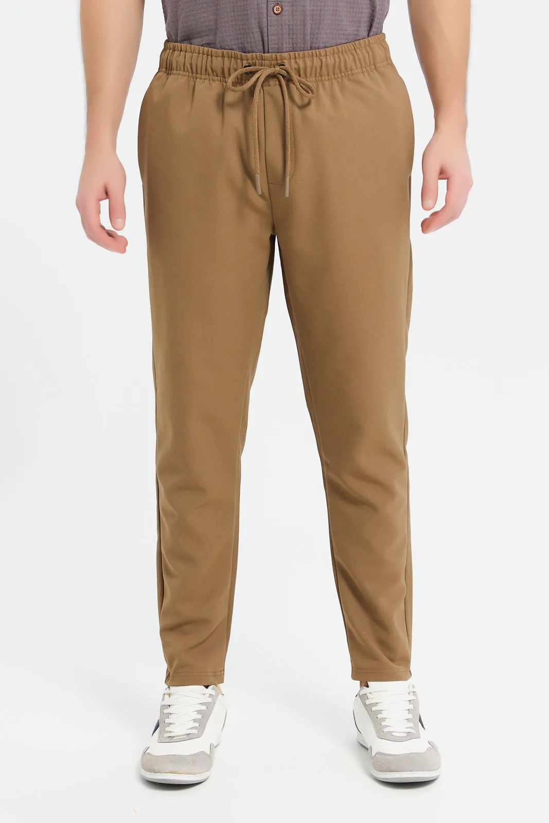 Men Brown Jogger Fit Trousers