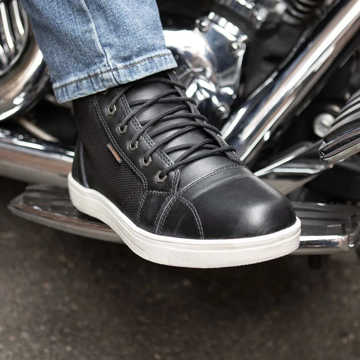 Milwaukee Leather MBM9004WP Men's Waterproof Black Leather Motorcycle Reinforced Street Riding Shoes w/Ankle Support