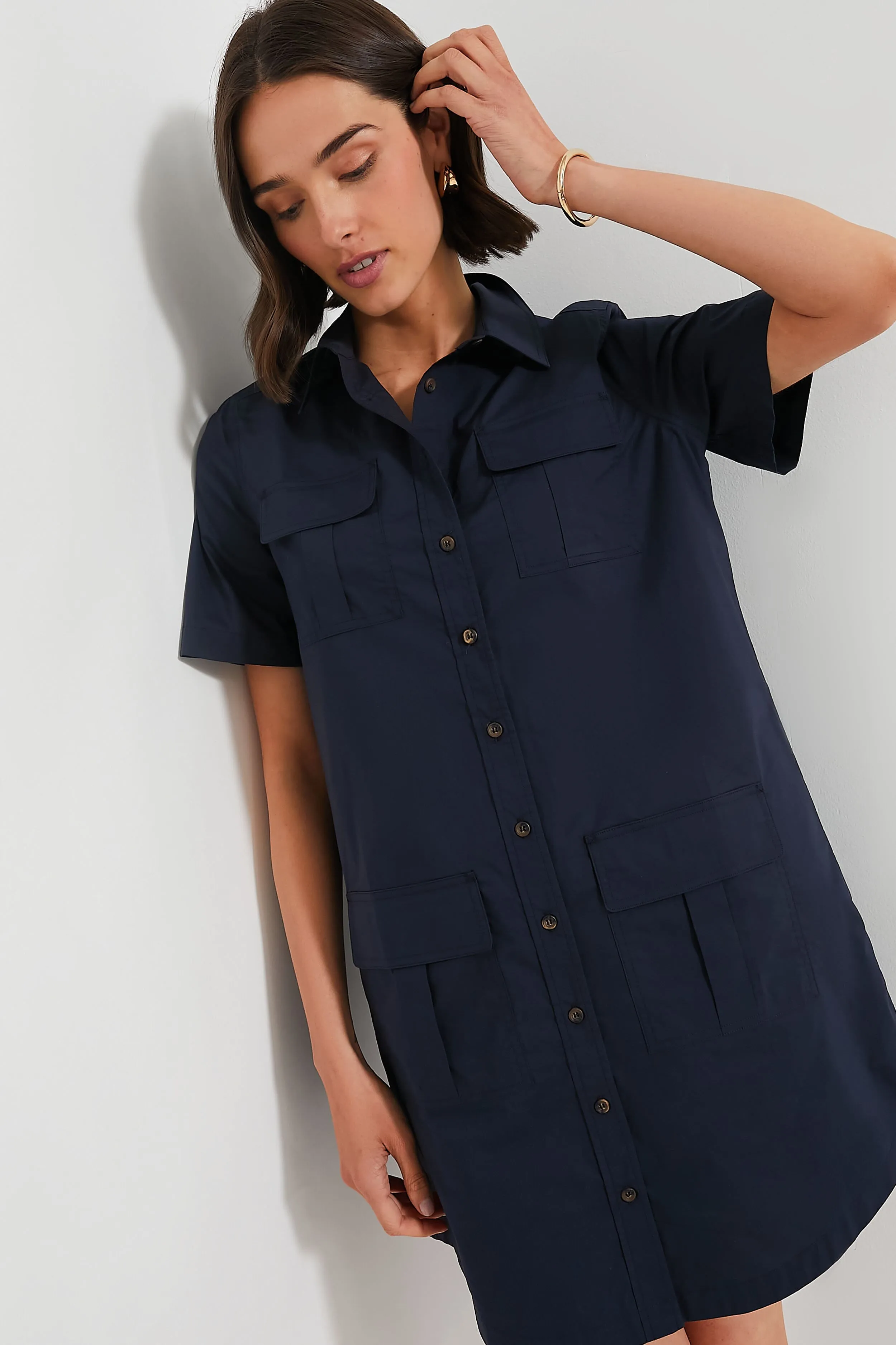 Navy Lightweight Poplin Nala Dress