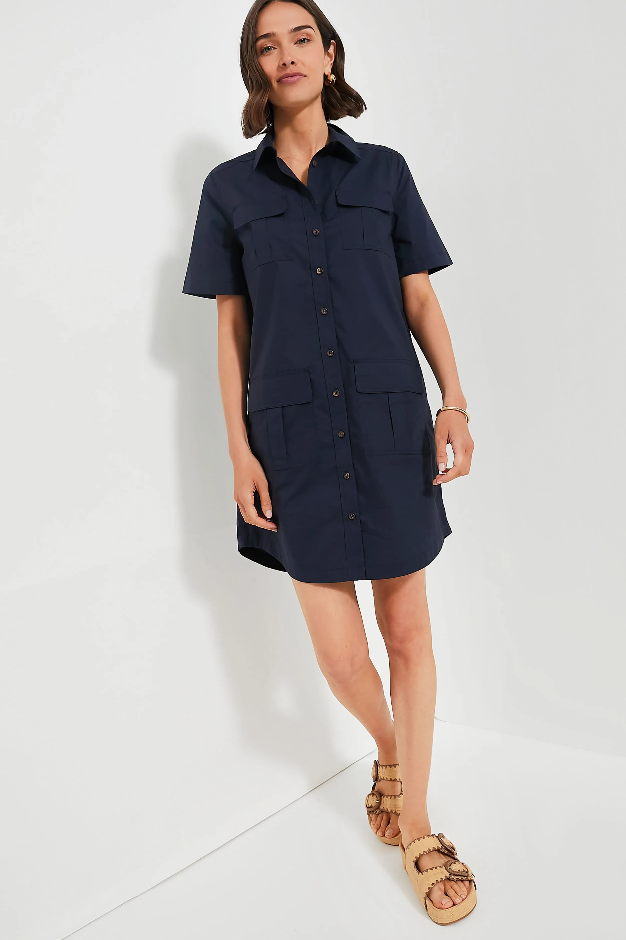 Navy Lightweight Poplin Nala Dress