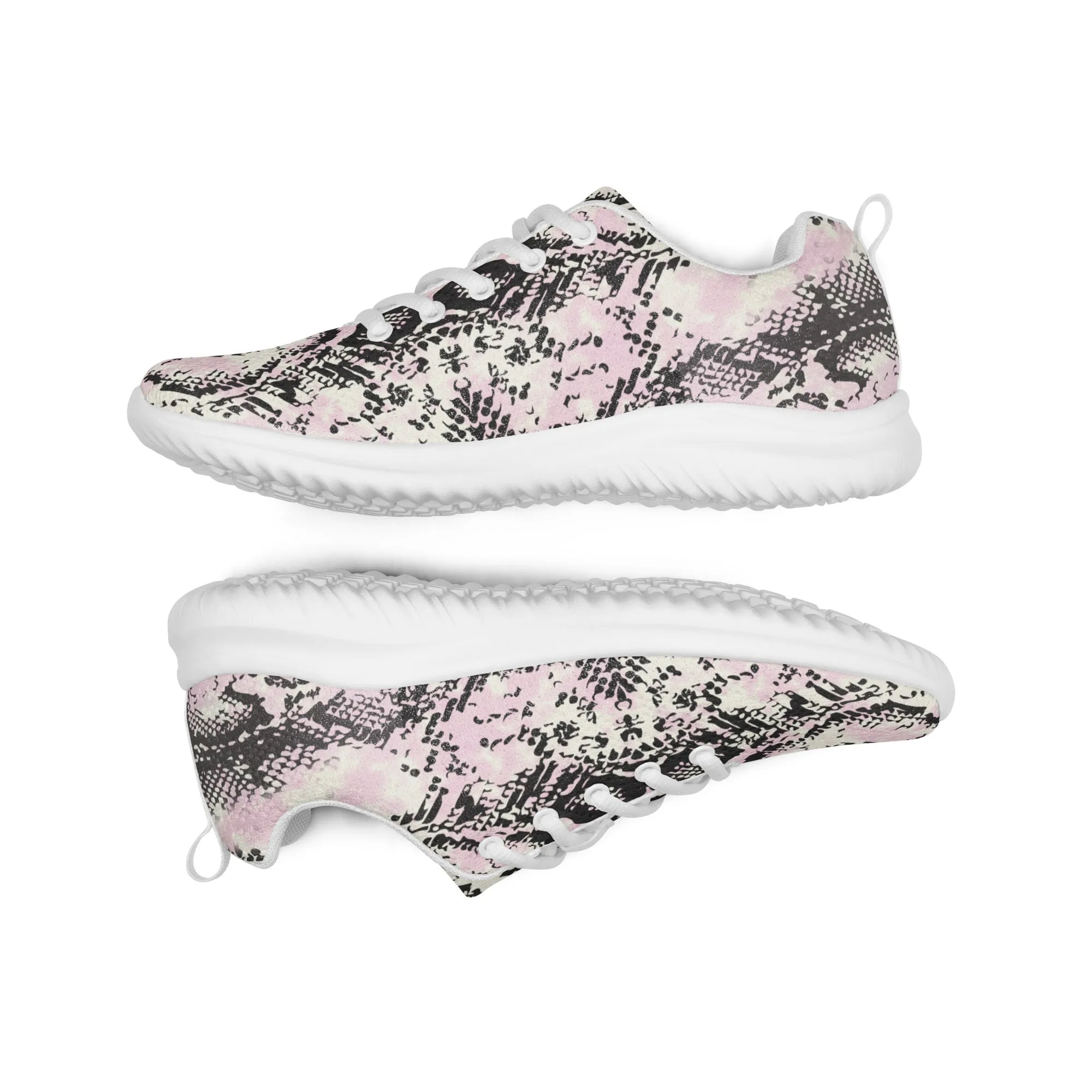 Pink Snake Print Men's Kicks, Snake Print Breathable Lightweight Men’s Athletic Shoes (US Size: 5-13)