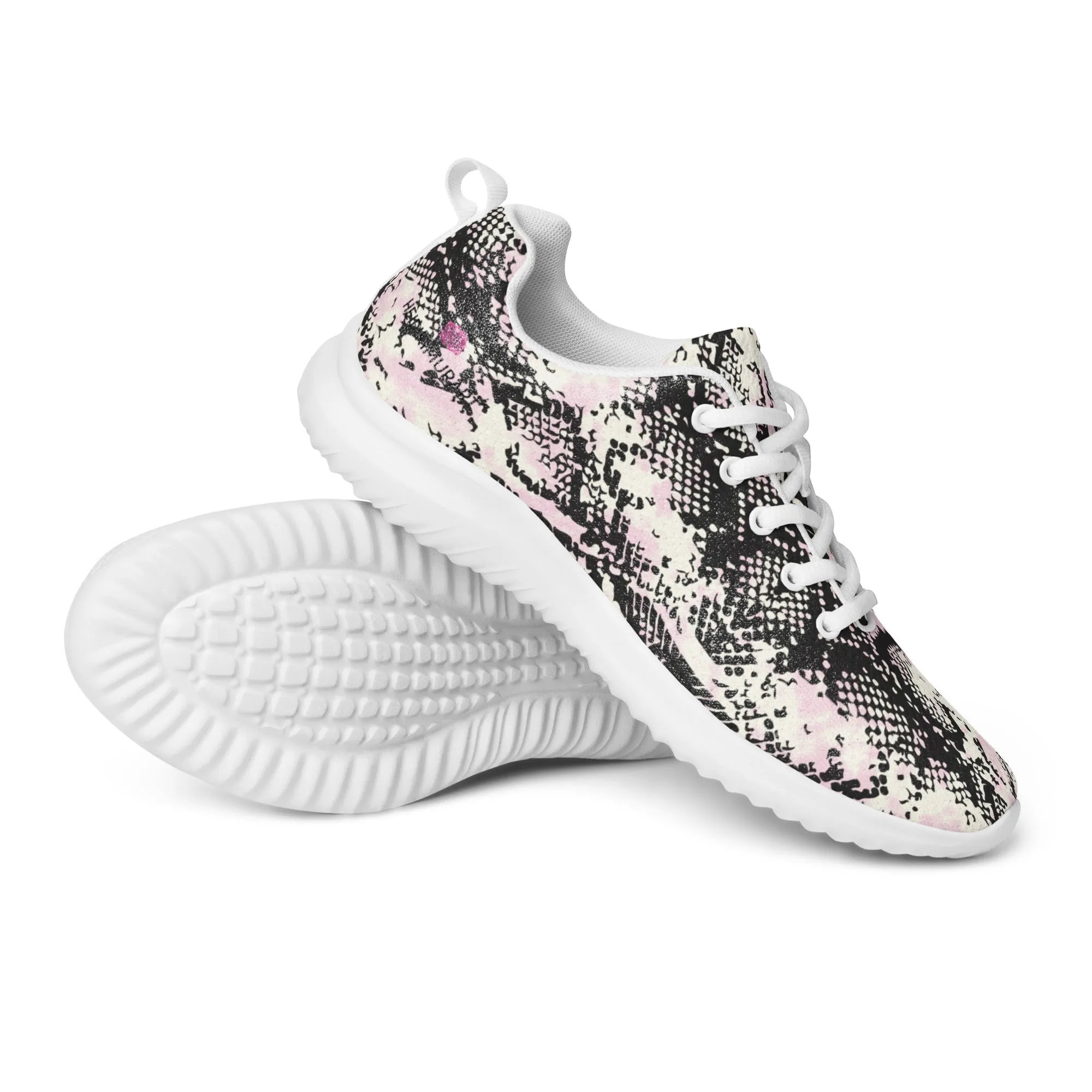 Pink Snake Print Men's Kicks, Snake Print Breathable Lightweight Men’s Athletic Shoes (US Size: 5-13)