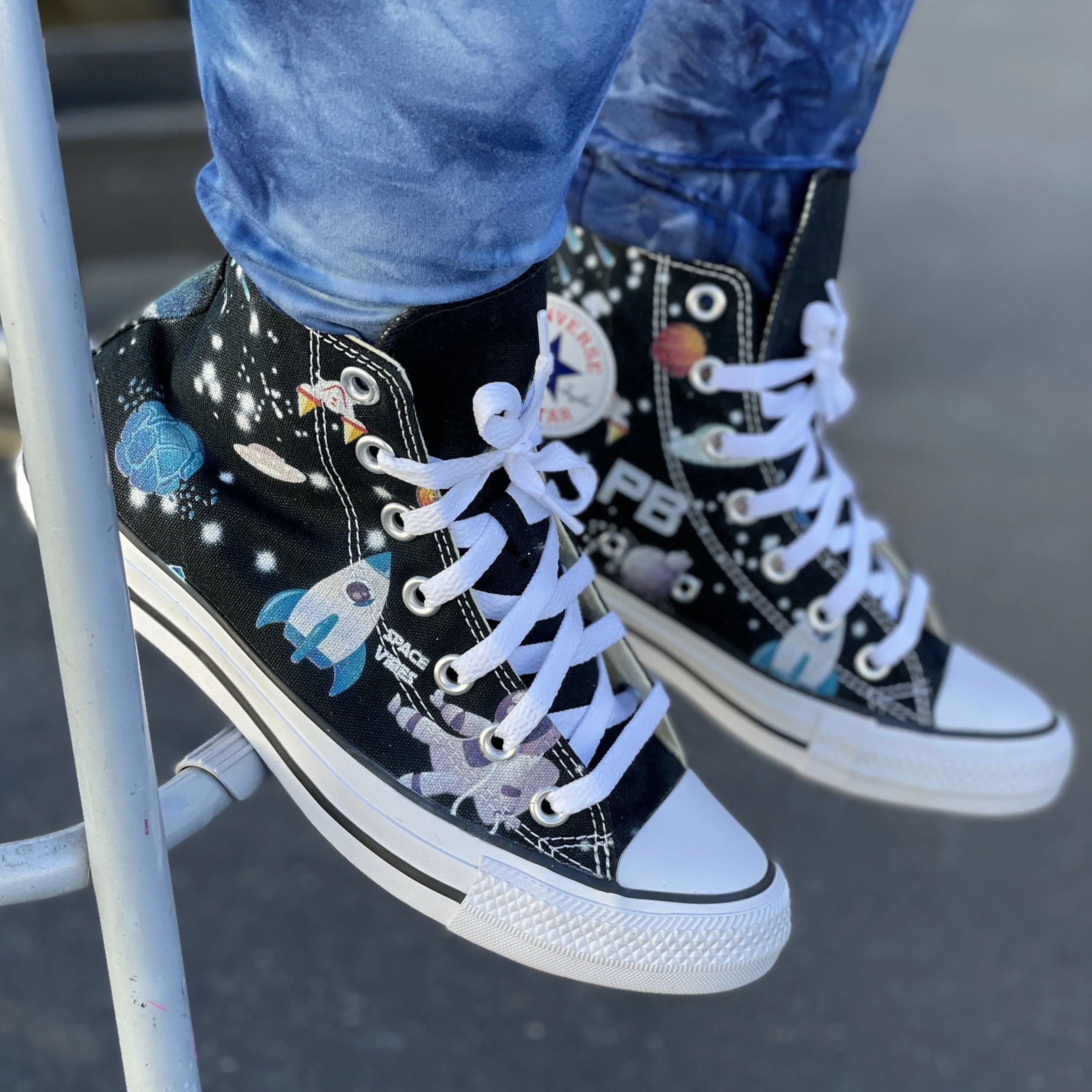 Space Cartoon Custom High Tops