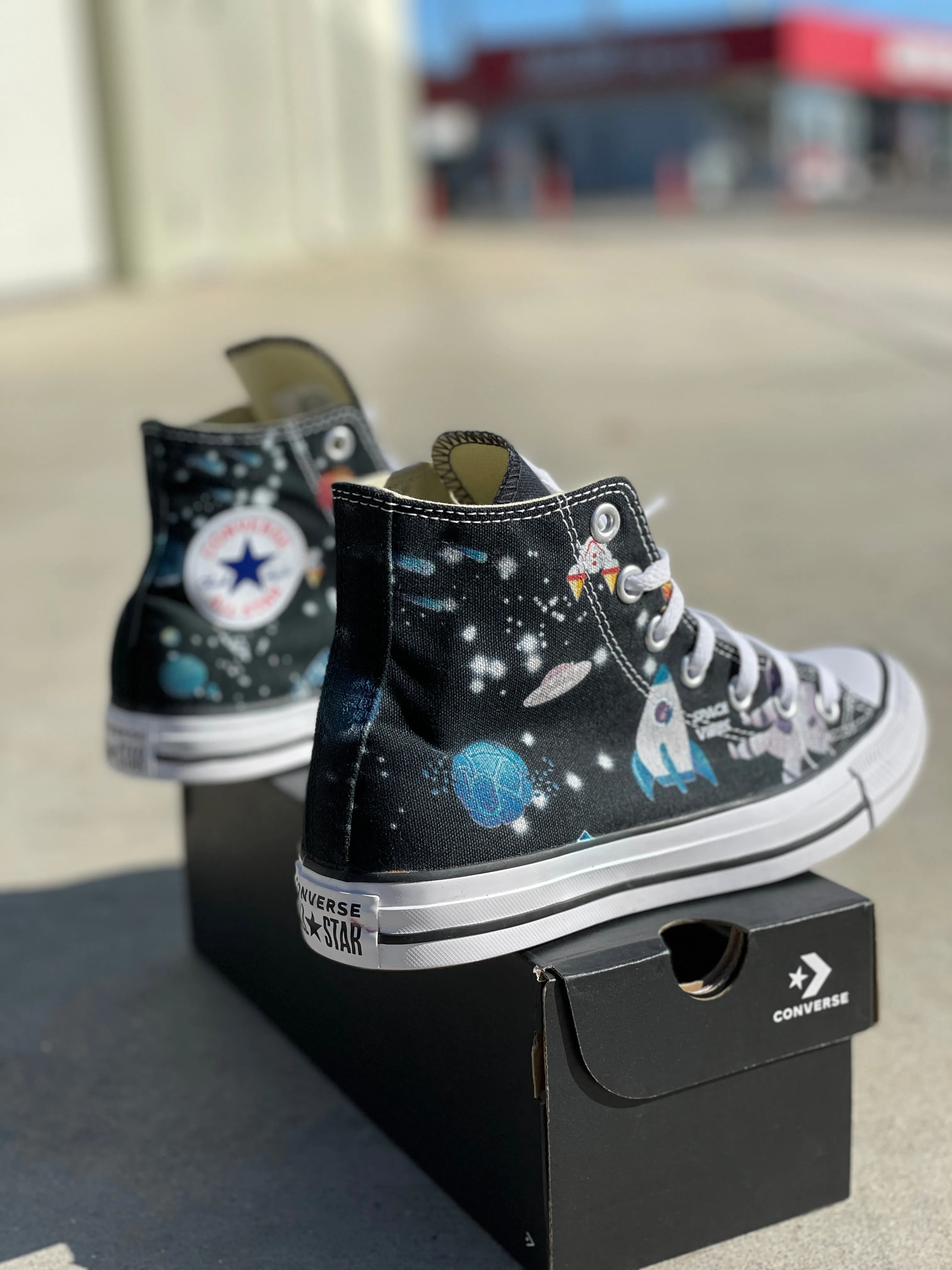 Space Cartoon Custom High Tops