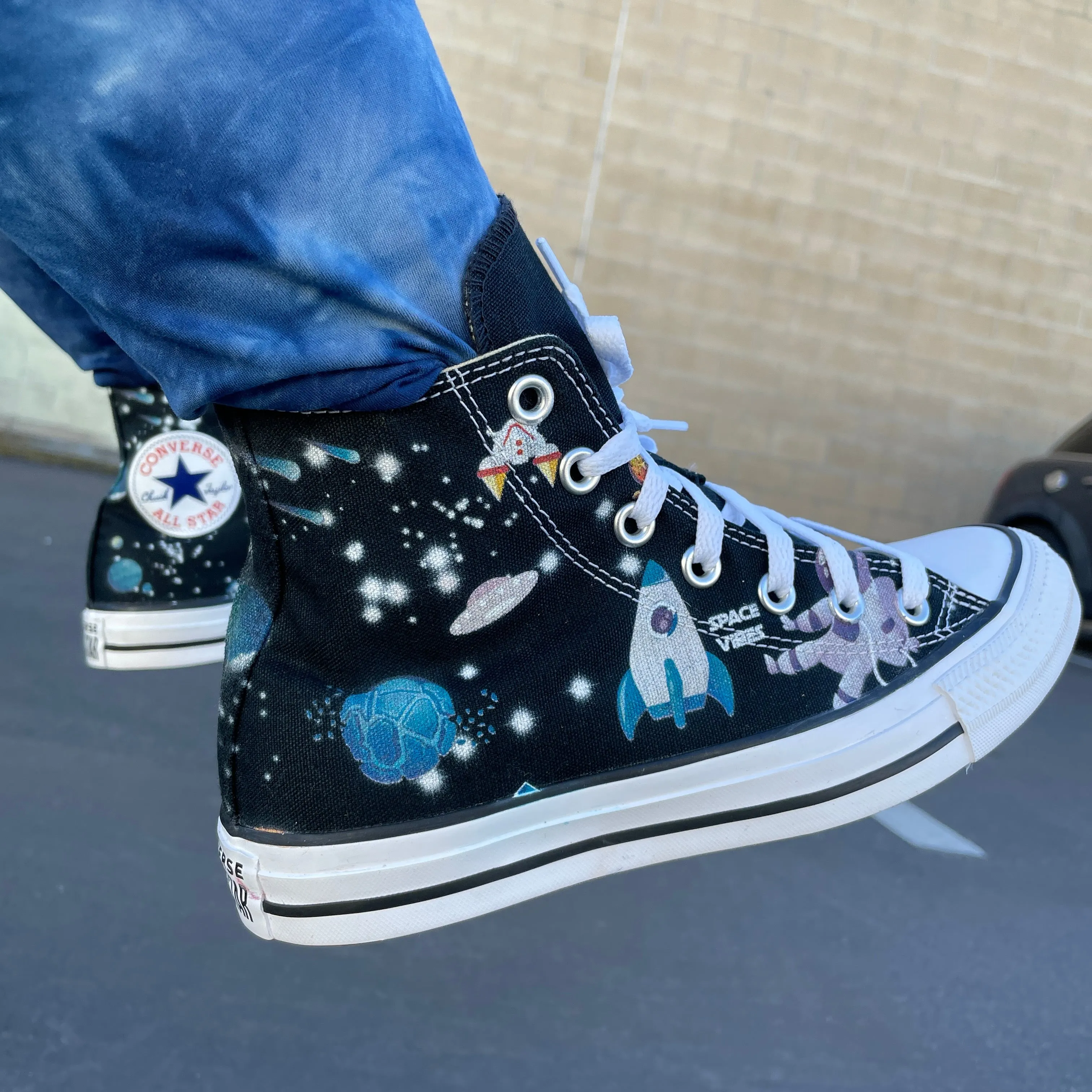 Space Cartoon Custom High Tops