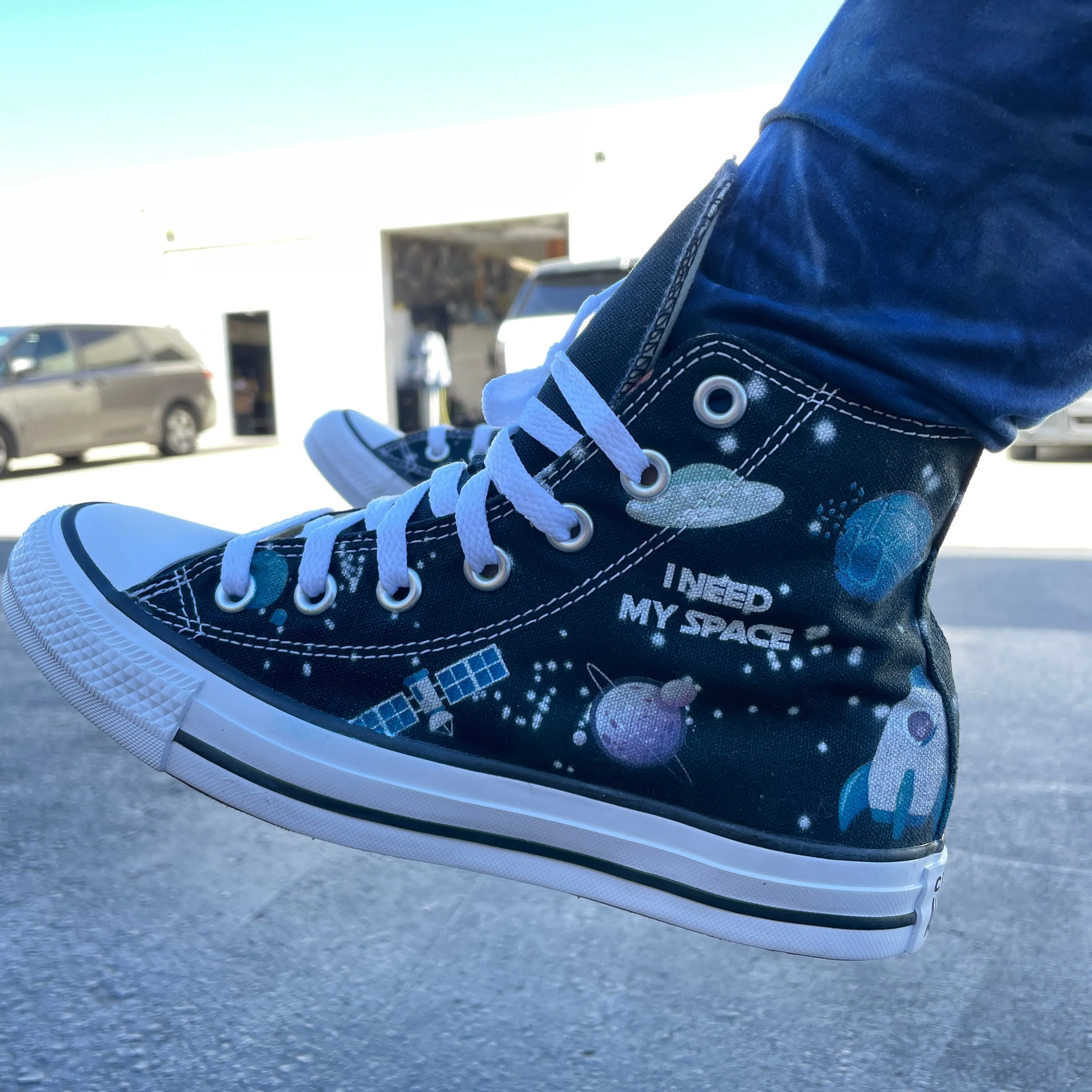 Space Cartoon Custom High Tops