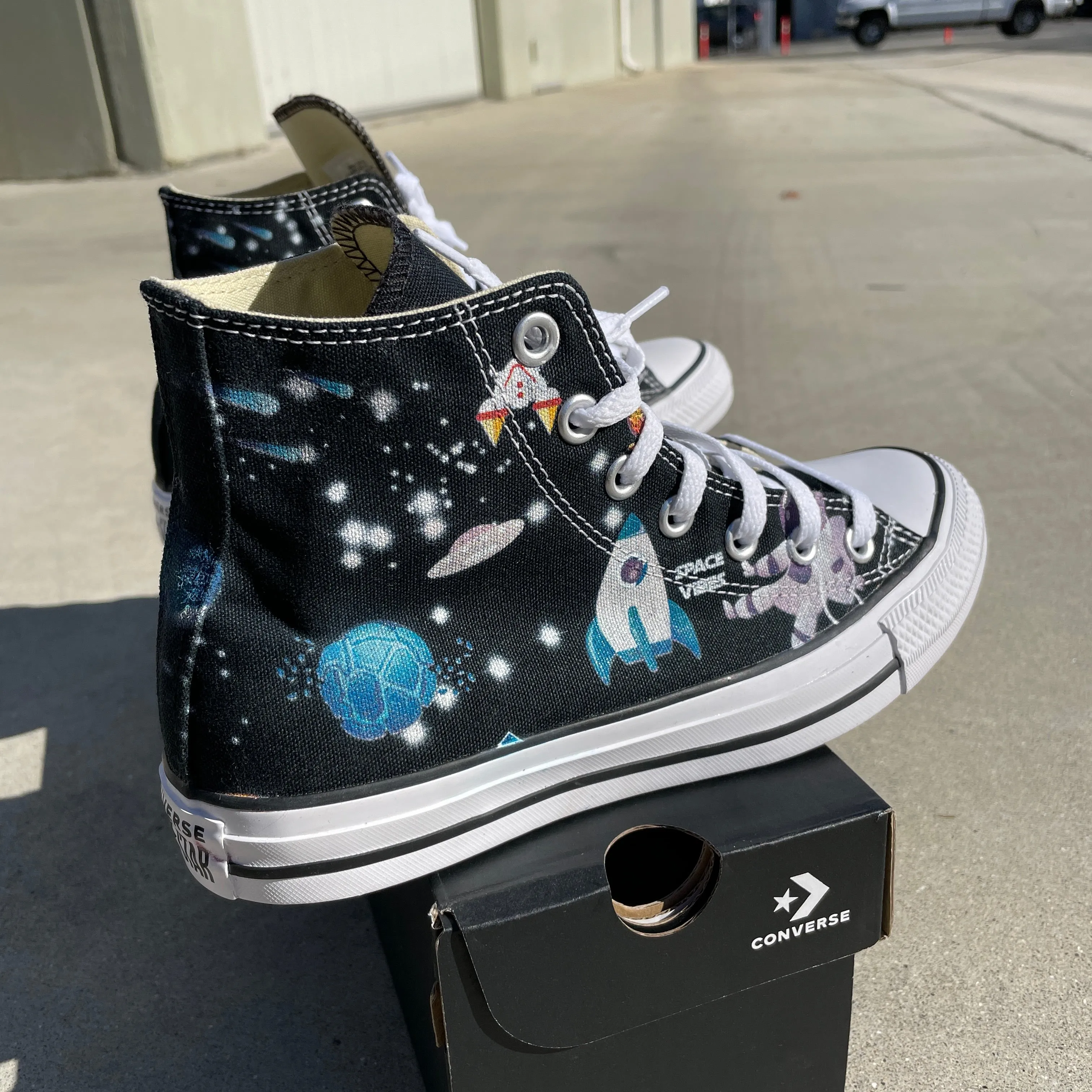 Space Cartoon Custom High Tops