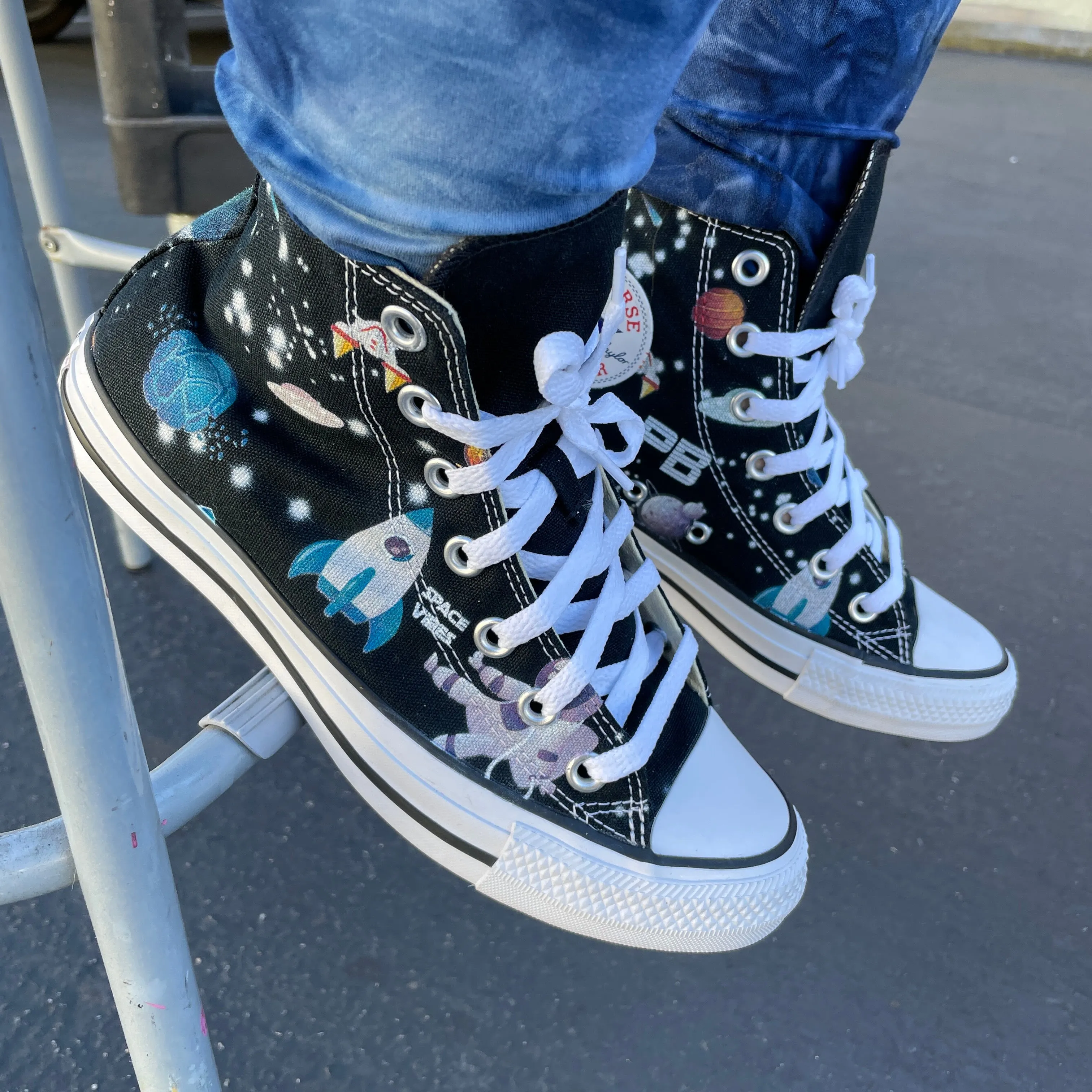 Space Cartoon Custom High Tops