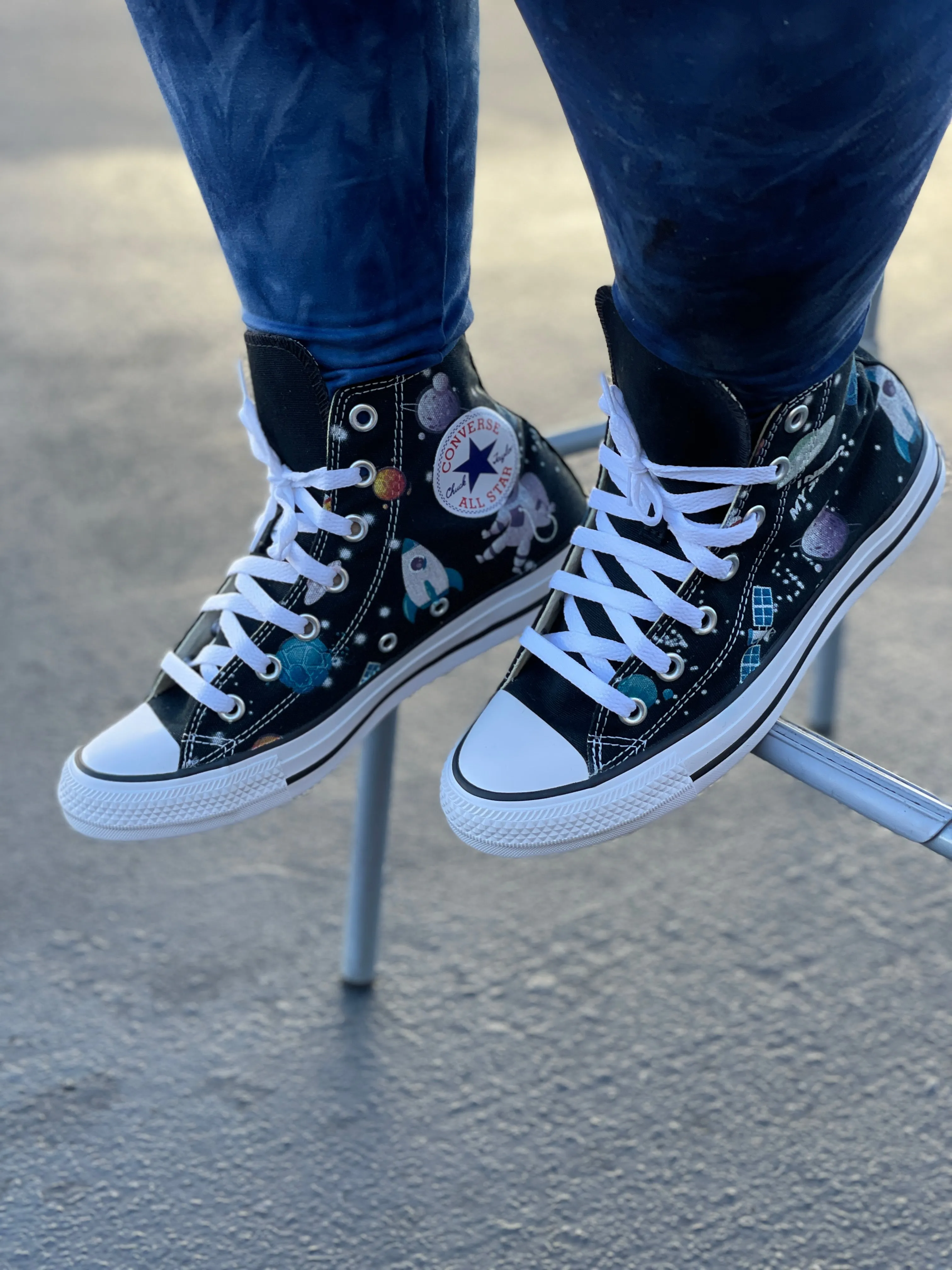 Space Cartoon Custom High Tops