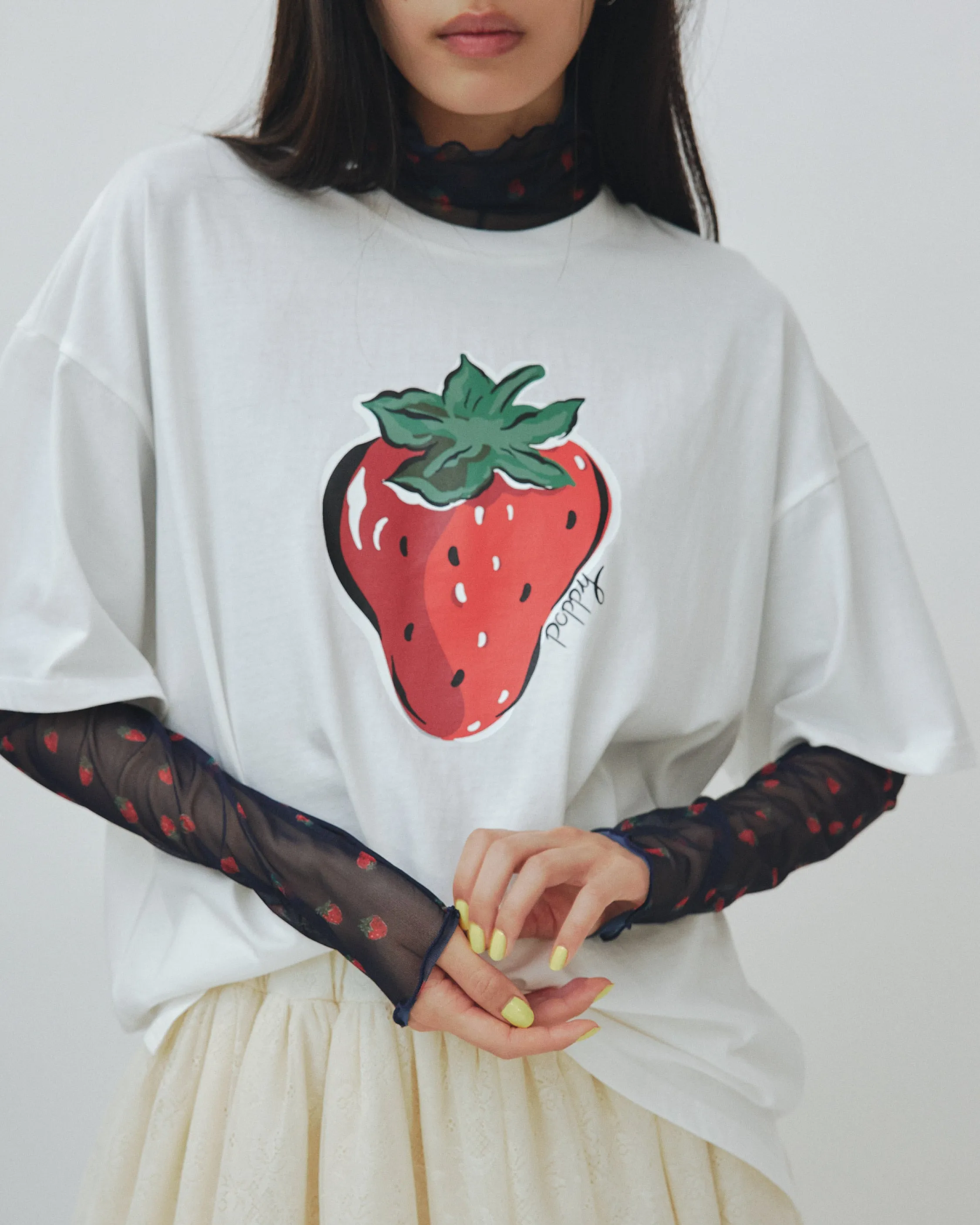 Strawberry see-through tops (High neck)