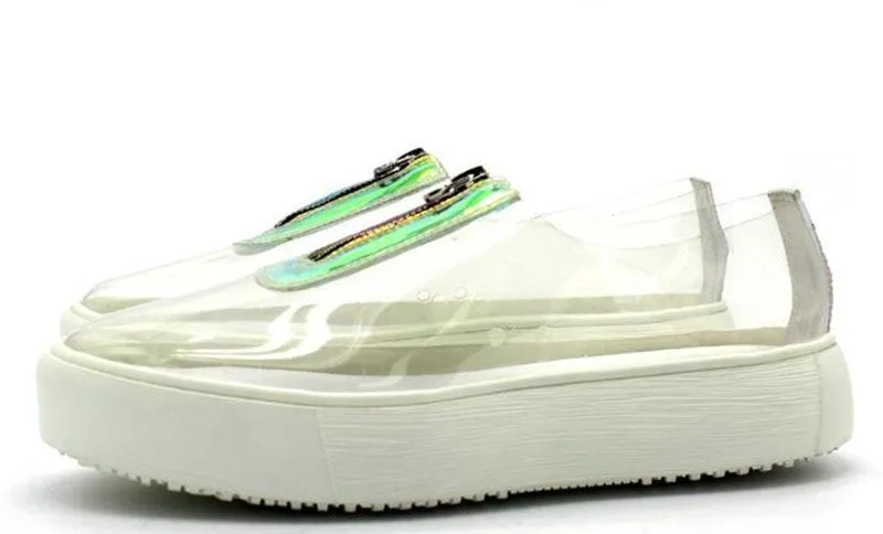 Transparent Zipper Slip On Sneakers