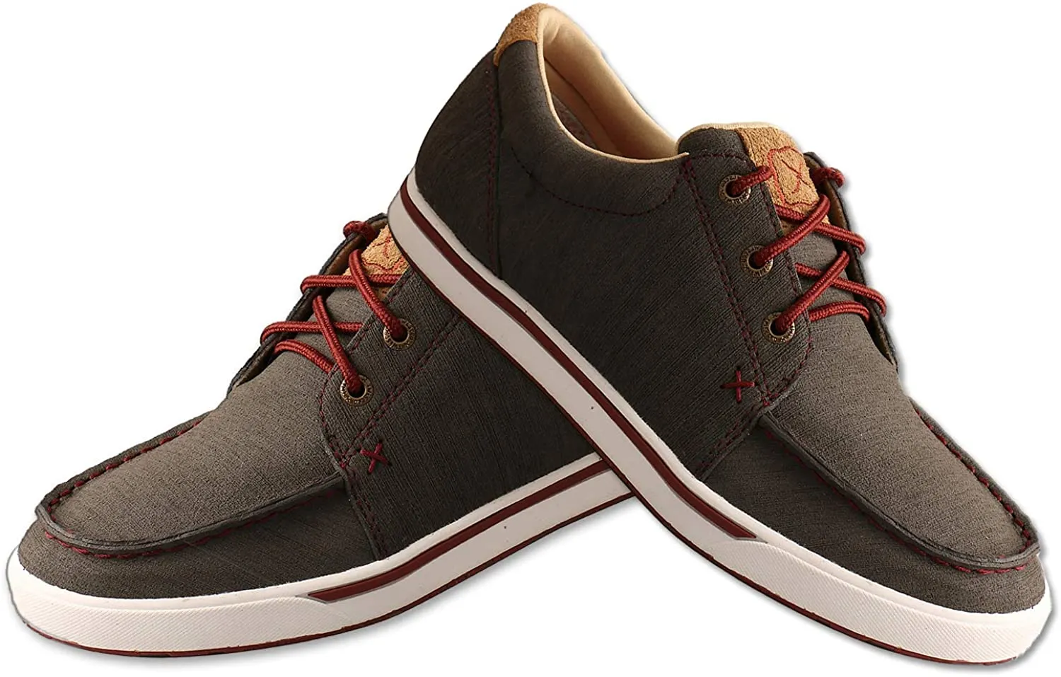 Twisted X Women's Kicks - Casual Sneakers Made with Hybrid Performance Leather, ecoTweed Lining, and Blended Rice Husk Outsole, Dark Grey & Barn Red, 8.5 M