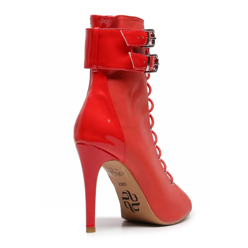 Under The Influence - Red Vegan Leather - Suede Sole - Dance Floor Only