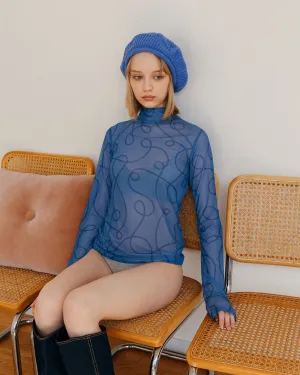 uneune see-through high neck tops (blue)