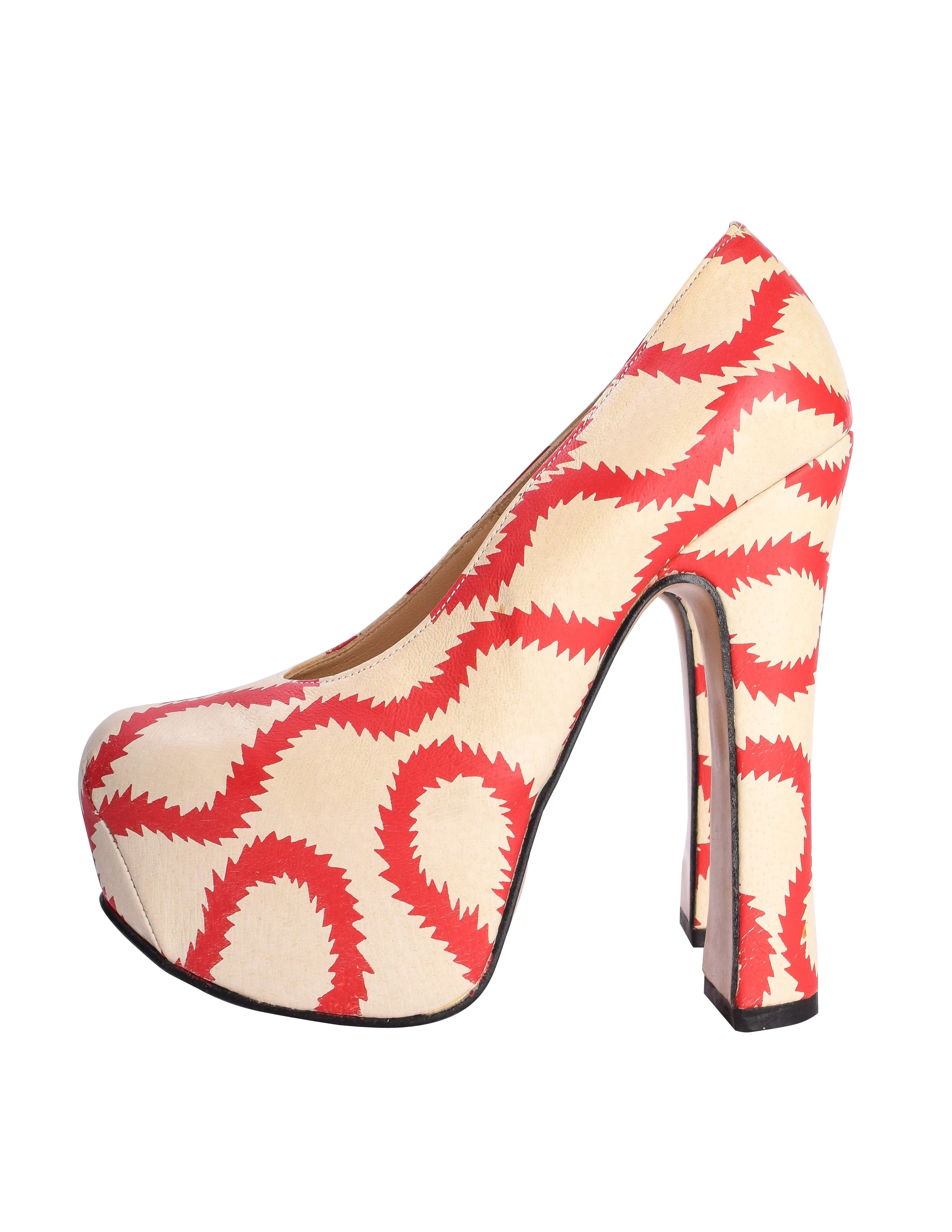 Vivienne Westwood SS 2013 Iconic 'Pirate' Squiggle Print Leather Elevated Court Shoes