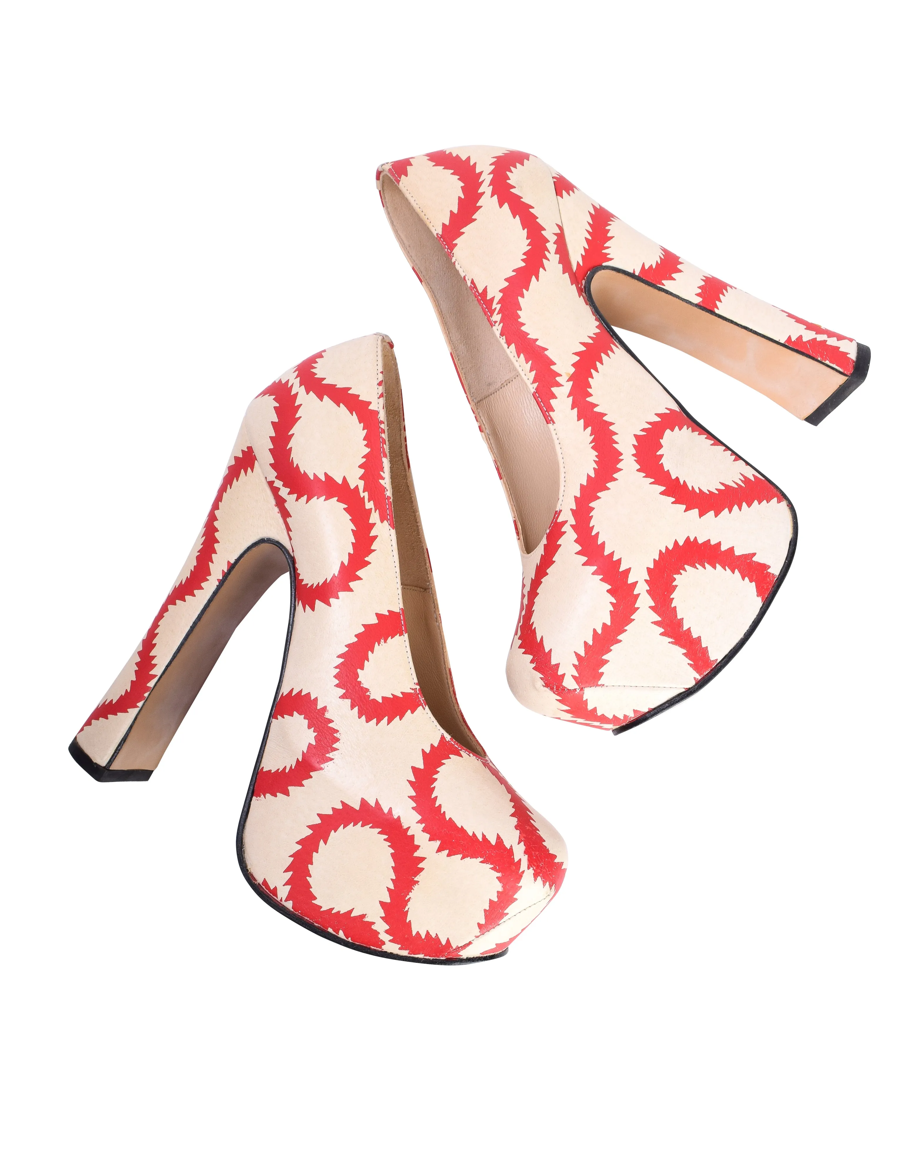 Vivienne Westwood SS 2013 Iconic 'Pirate' Squiggle Print Leather Elevated Court Shoes