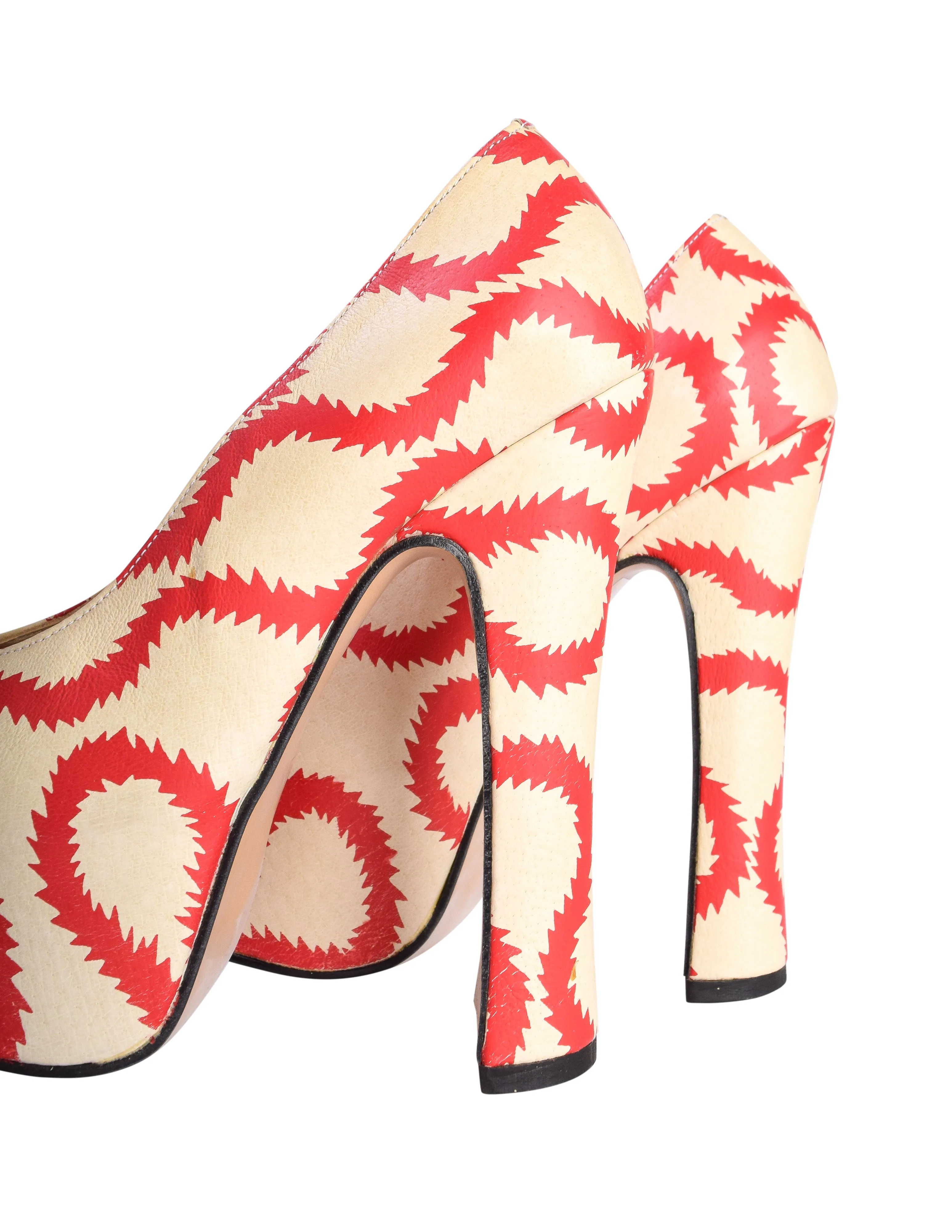 Vivienne Westwood SS 2013 Iconic 'Pirate' Squiggle Print Leather Elevated Court Shoes